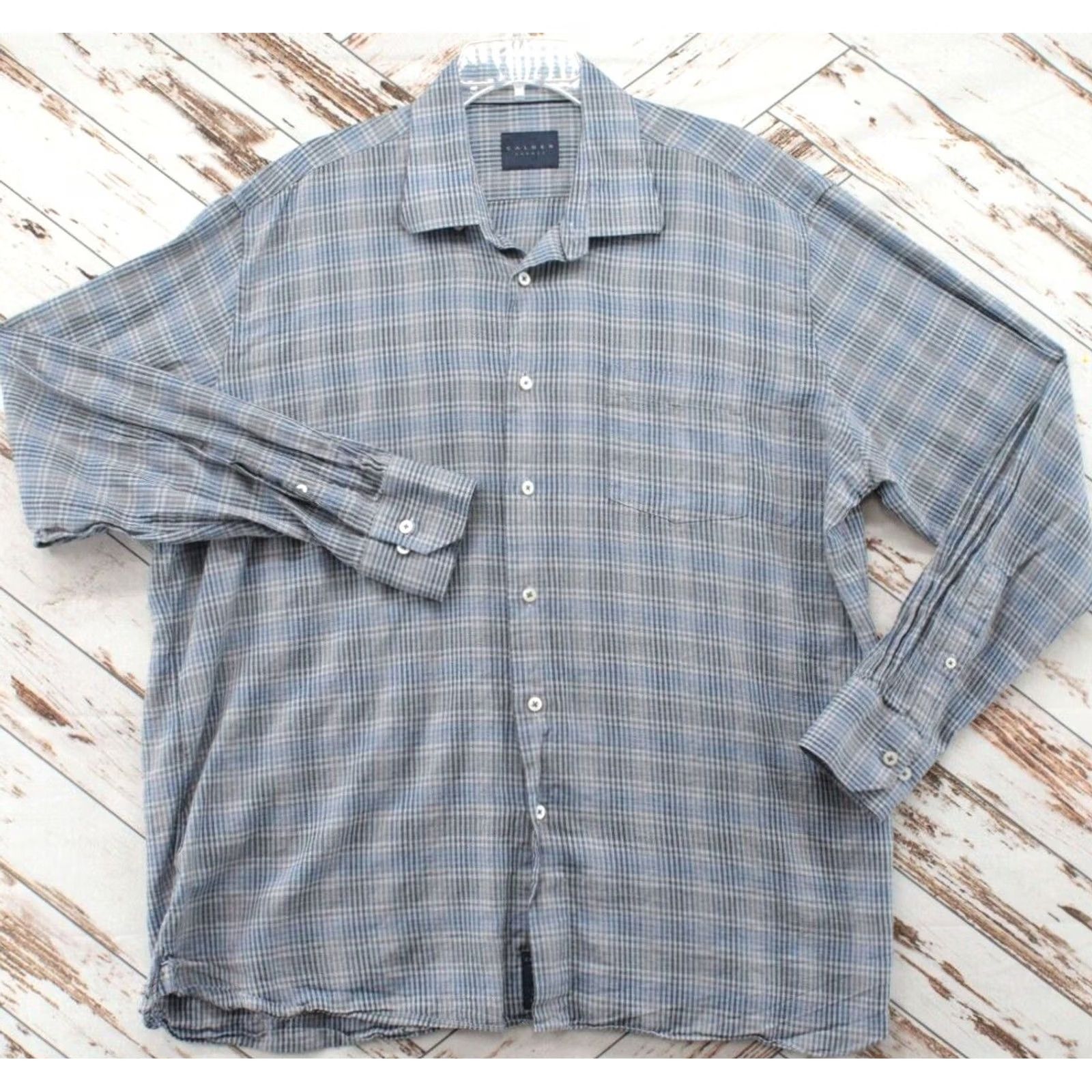 Vintage Calder Carmel Shirt Mens XL Blue Check Long Sleeve Limited Edition Handmade Stylish Size US XL / EU 56 / 4 - 2 Thumbnail