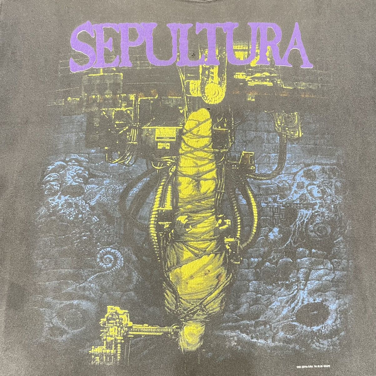 Band Tees Final Drop‼️ Vtg Sepultura Rare Europe 1993 Chaos AD Size US L / EU 52-54 / 3 - 14 Thumbnail