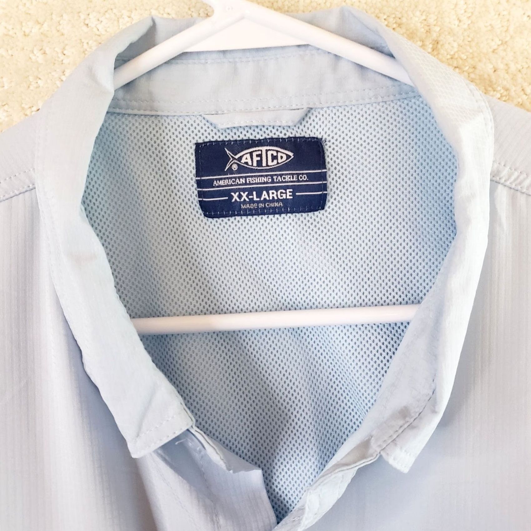 Vintage Aftco Shirt Mens 2XL Light Blue Short Sleeve Button-Down AFtech Vented Fishing Shirt Size US XXL / EU 58 / 5 - 4 Thumbnail