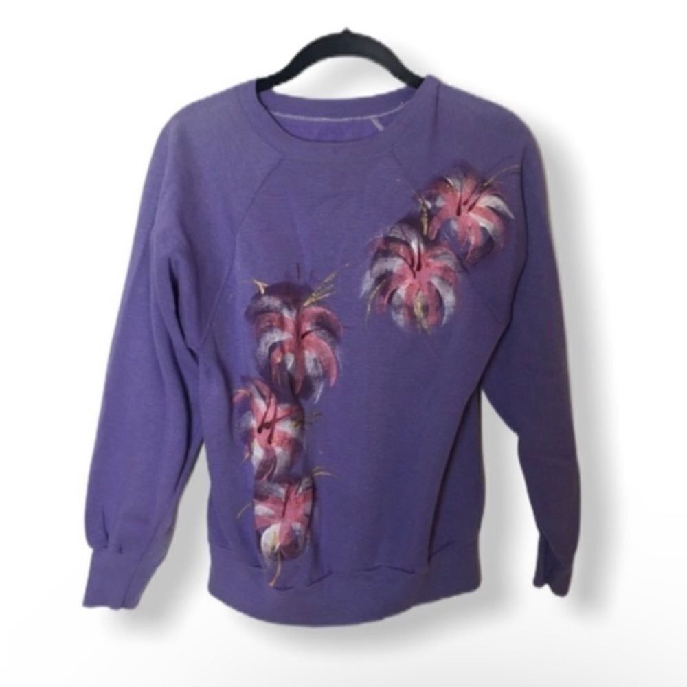 Other Vintage Purple Sweatshirt Women’s Size M Abstract Floral Pri Size M / US 6-8 / IT 42-44 - 2 Thumbnail