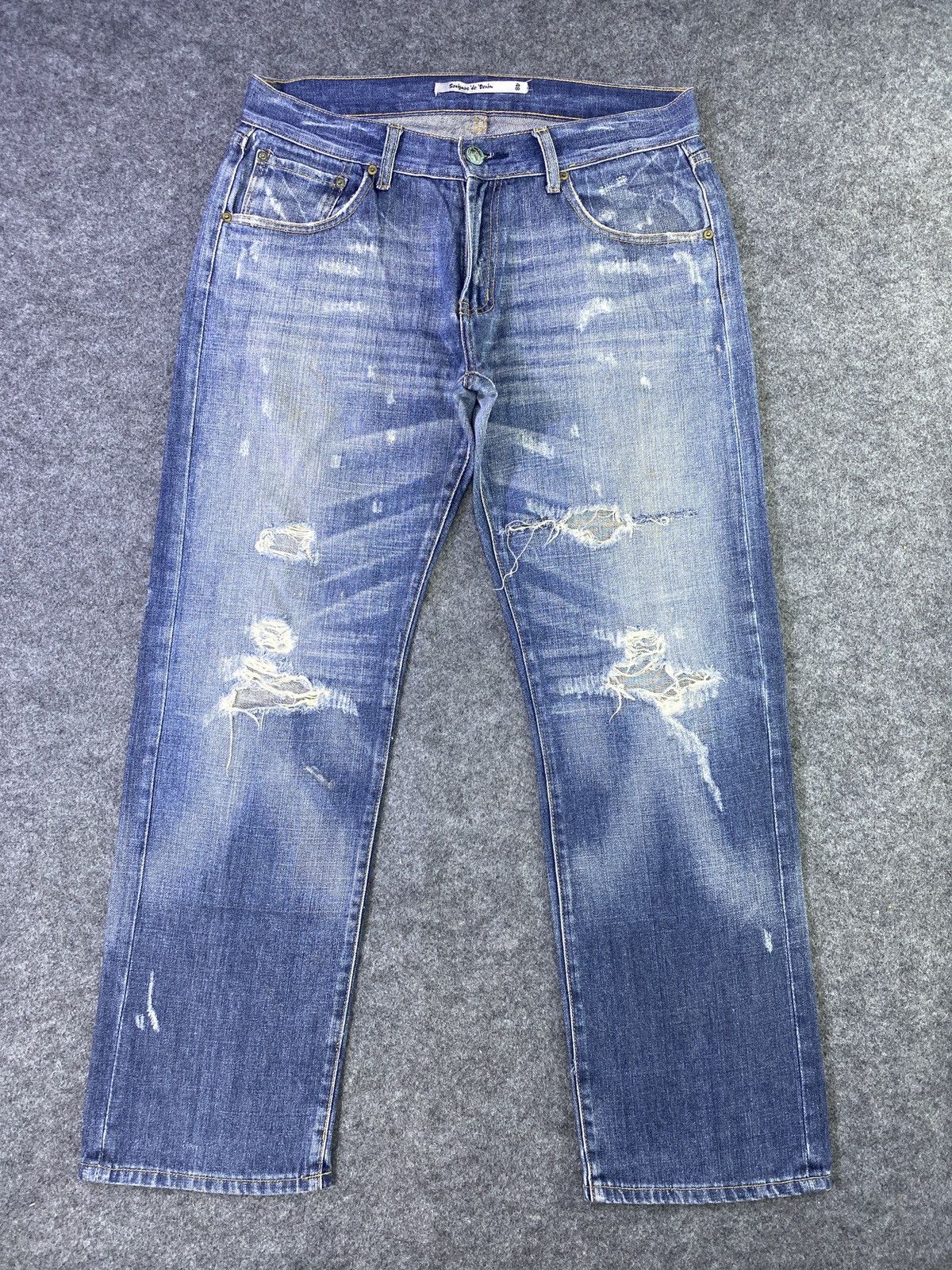Savignac 'de Denim Distressed Blue Wash Jeans - J956