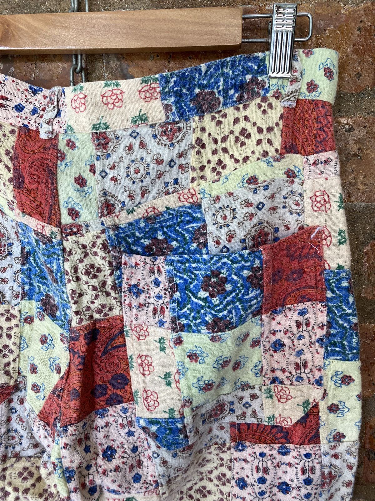 Super Lovers 1990s MU CHA CHA Japan Patchwork Flare bush Pants Size US 31 - 17 Thumbnail