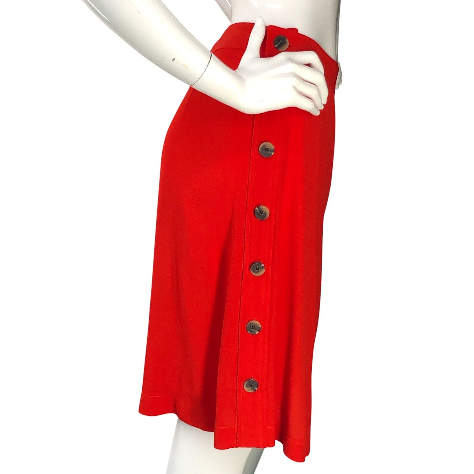 Madewell Madewell Size 0 Skirt Side Buttons Knee Length Viscose Red Size 25" / US 0 / IT 36 - 8 Thumbnail