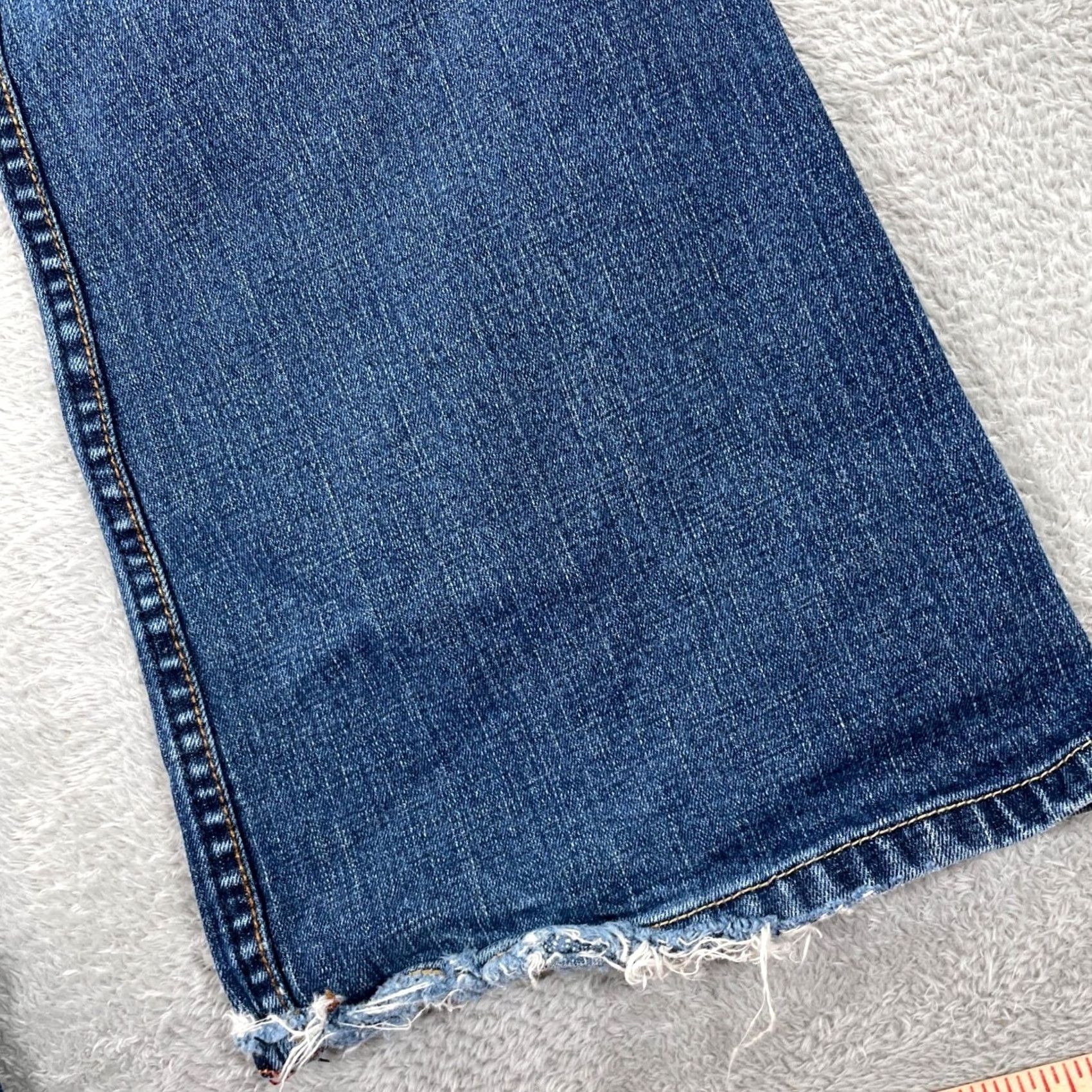 Vintage VINTAGE Levi's Flare Jeans Womens 13 Blue Low Rise Button Fly Distressed 5-Pocket Denim Jeans Size 34" / US 12 / IT 48 - 5 Thumbnail