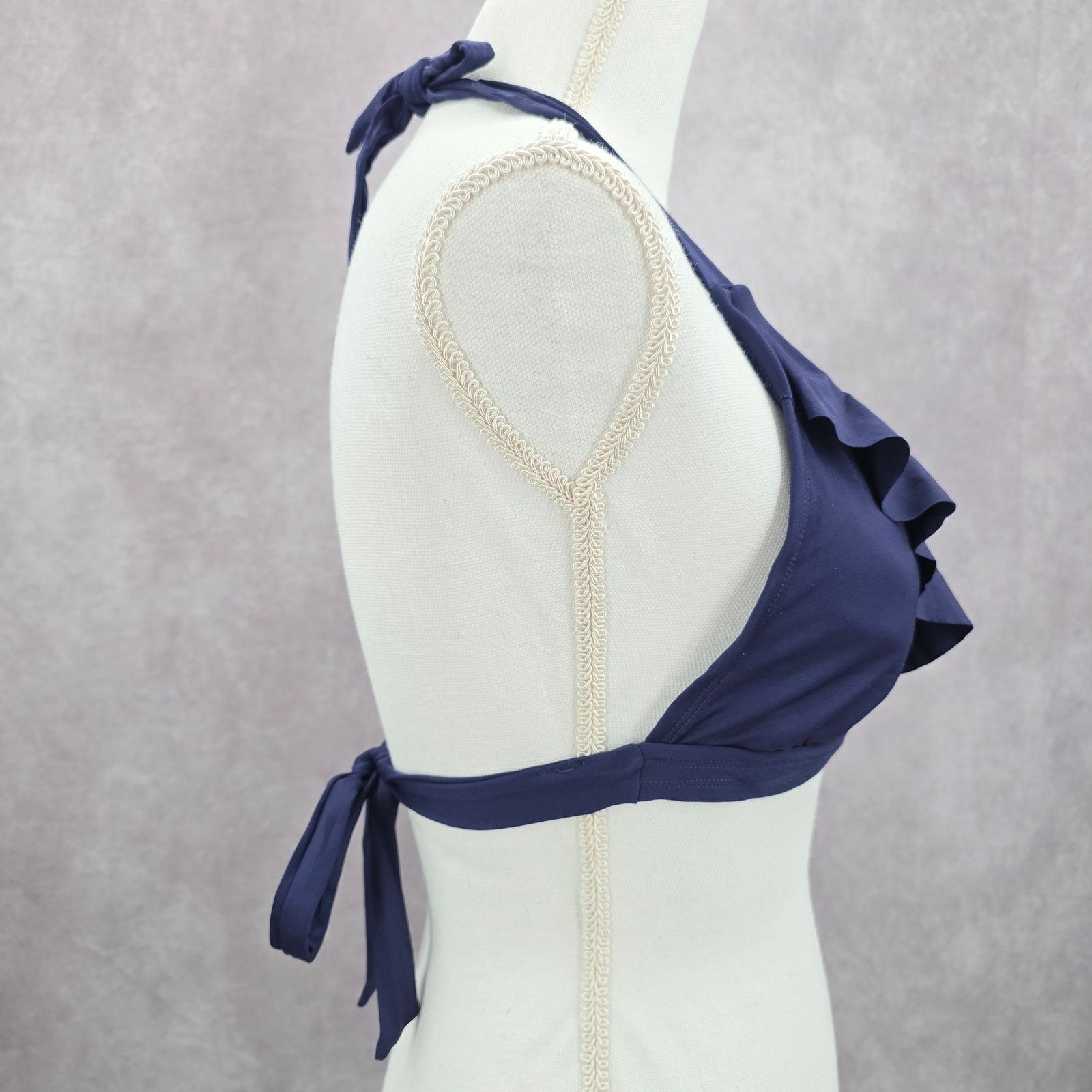 Other Kona Sol Blue Padded Tie Ruffle Bikini Top Swimwear Medium Size ONE SIZE - 2 Thumbnail