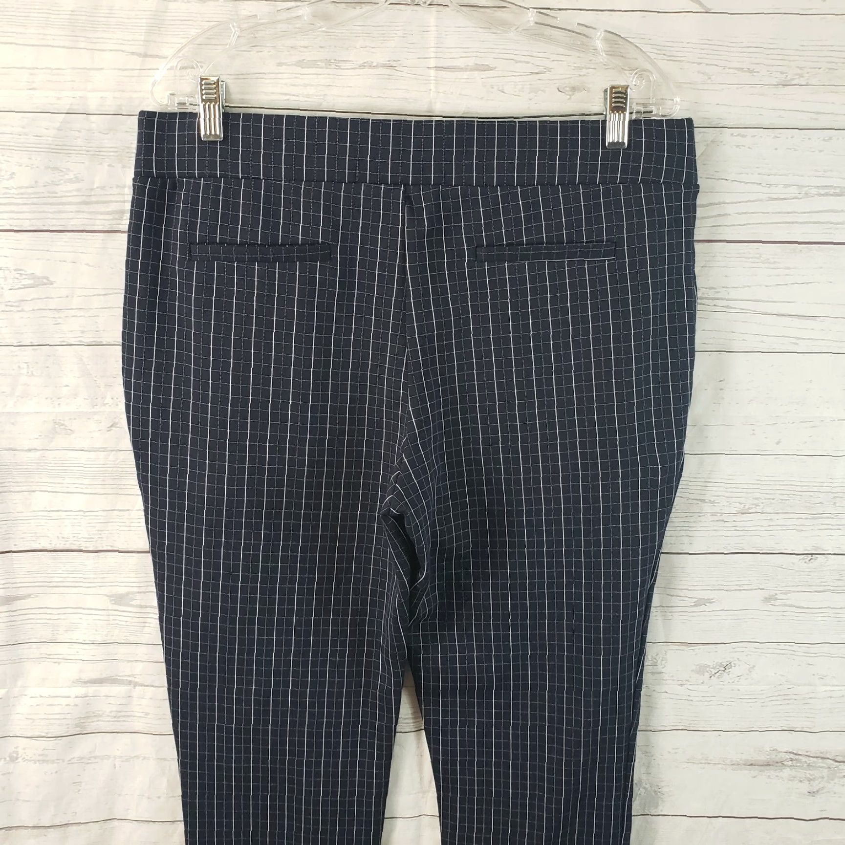 Vintage One5One Womens Ponte Knit Pull On Pants Sz Large Blue White High Rise Size 36" / US 14 / IT 50 - 4 Thumbnail