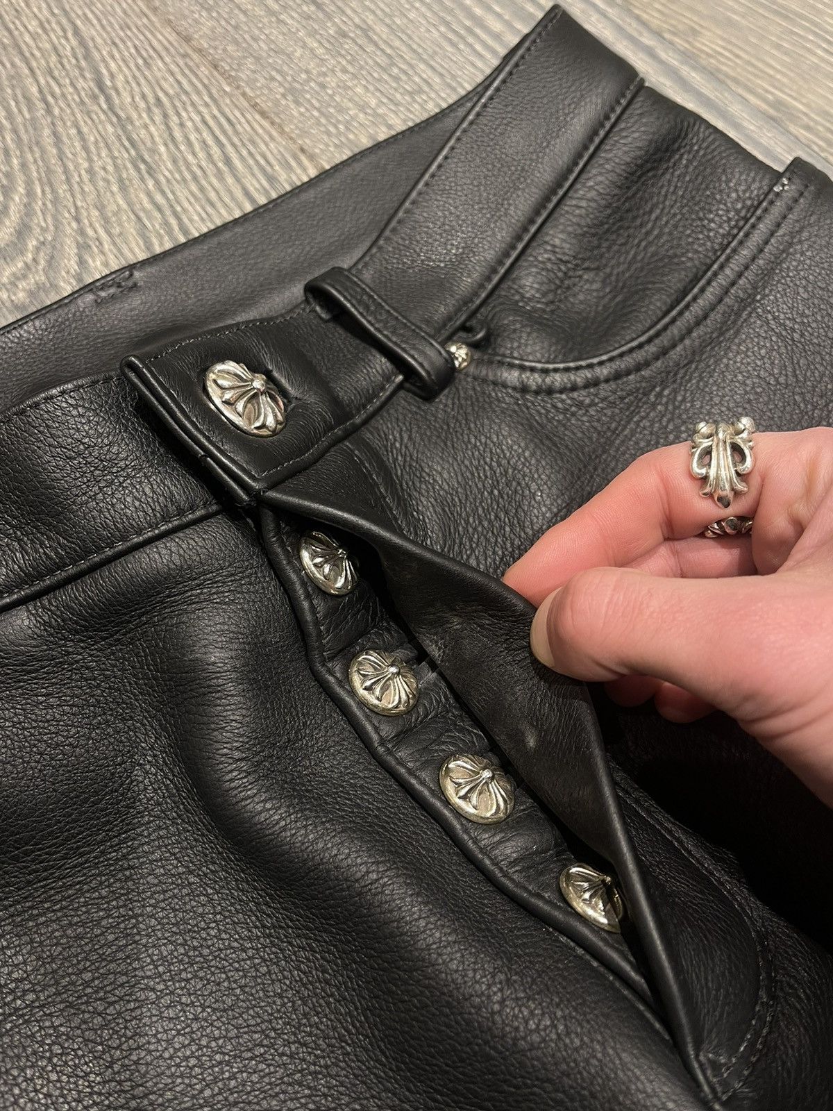 Chrome Hearts Cross Patch Leather Pants Size US 32 / EU 48 - 3 Thumbnail