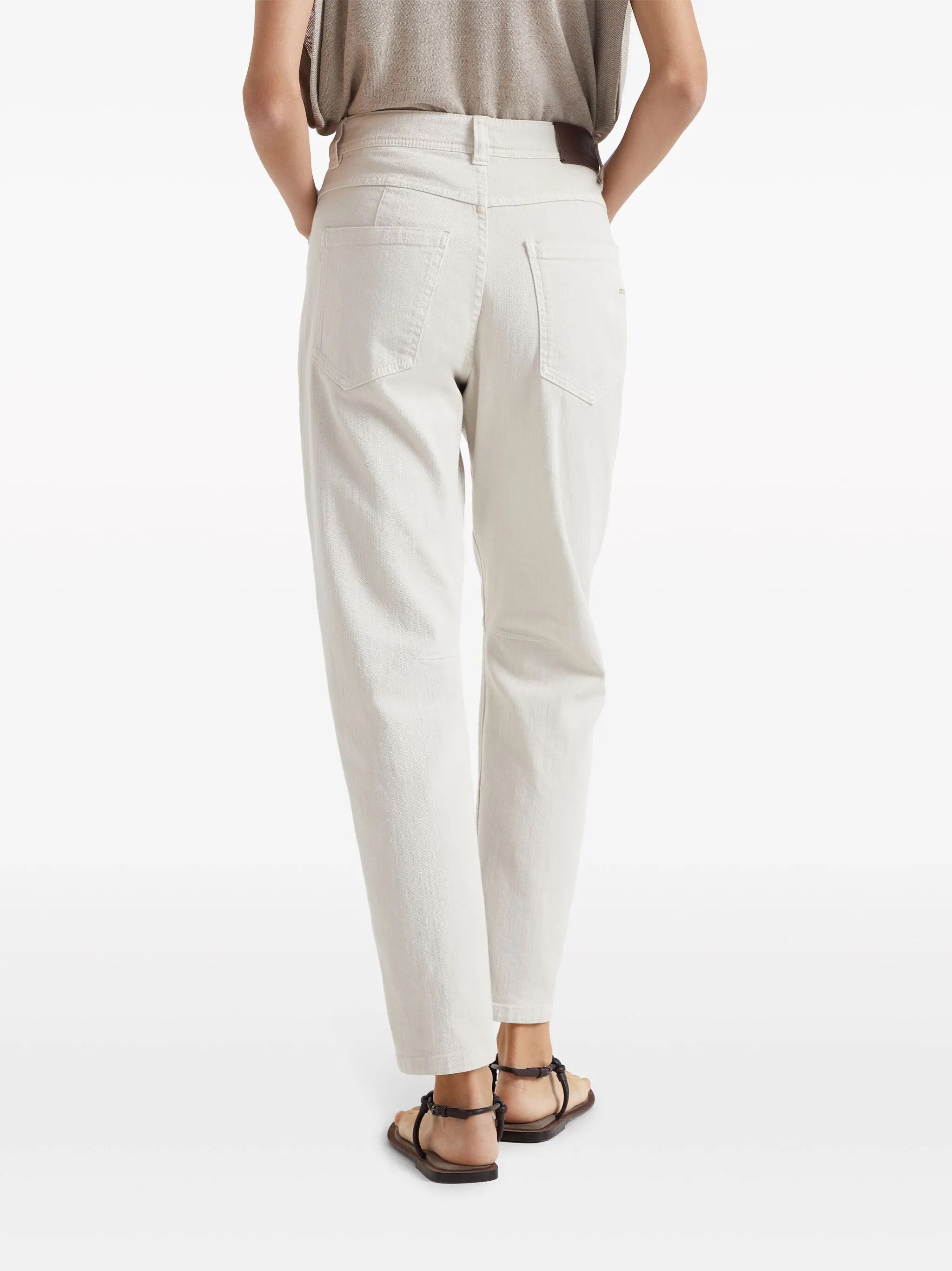 Brunello Cucinelli o1w1db10825 Woman Dyed Denim Pants in Open White Size 26" / US 2 / IT 38 - 3 Thumbnail