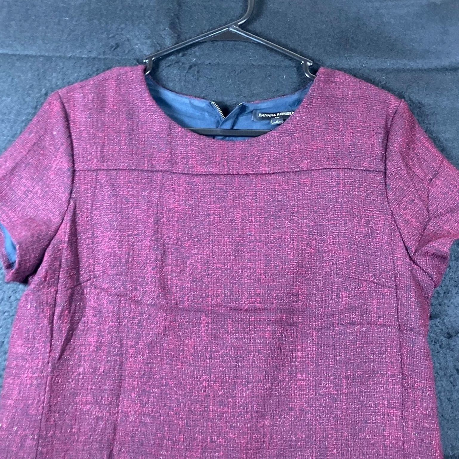 Banana Republic Banana Republic Womens Dress Red Tweed Short Sleeve Back Zip Stretch Small Dress Size 28" / US 6 / IT 42 - 2 Thumbnail
