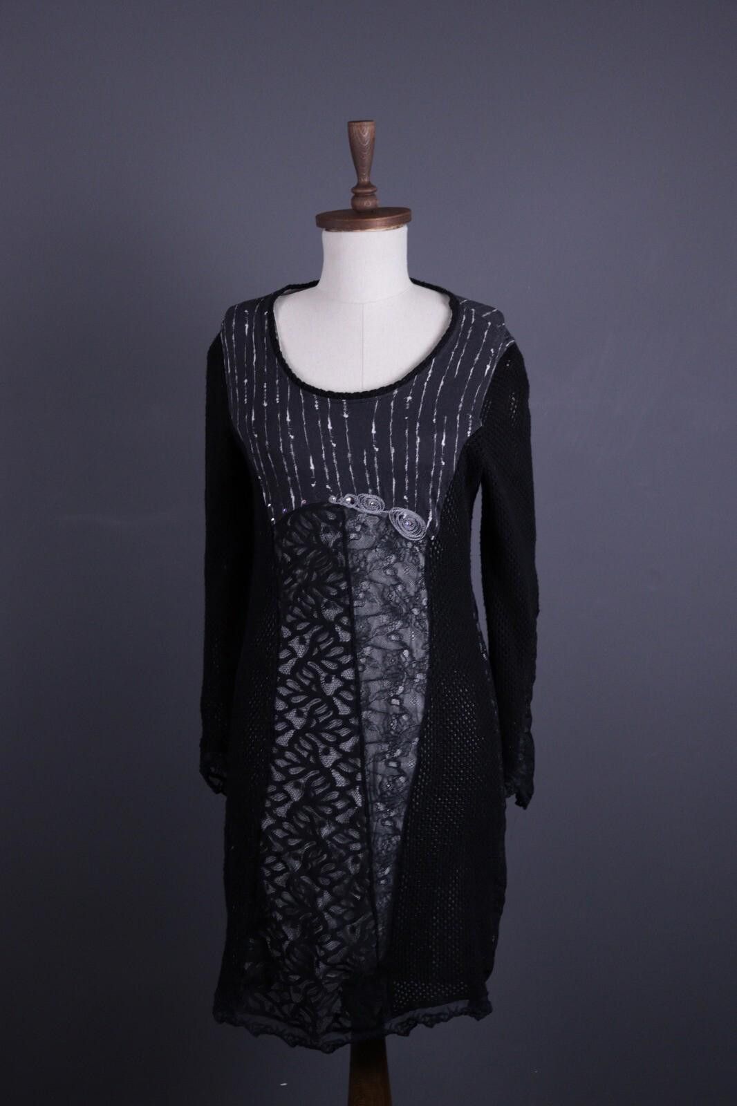 Designer Elisa Cavaletti Sono Italiano Black Knit Shift Dress SzM Size M / US 6-8 / IT 42-44 - 1 Thumbnail