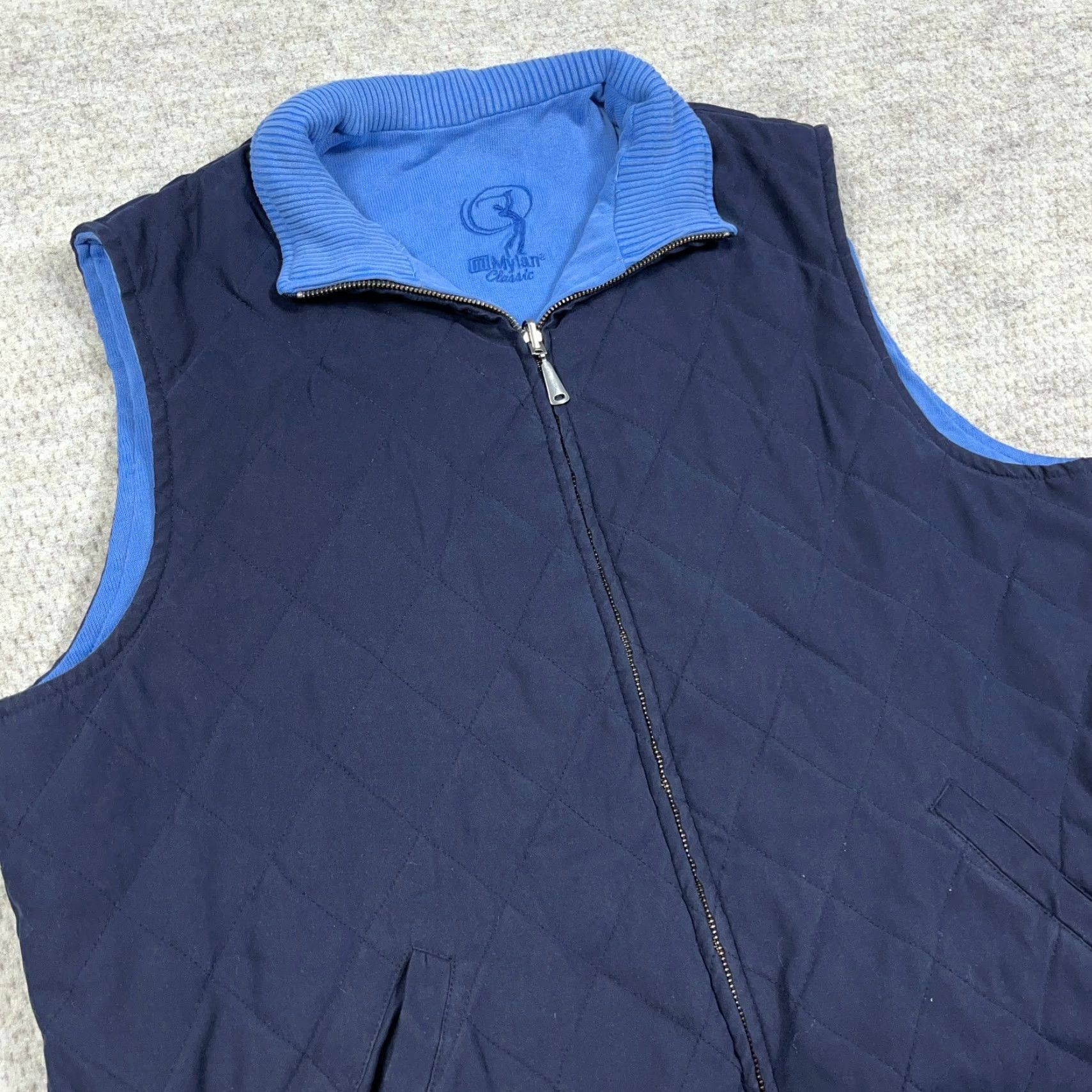 Peter Millar Peter Millar Puffer Vest Mens XL Blue Diamond Quilted Reversible Jacket Mylan Classic VINTAGE? Size US XXL / EU 58 / 5 - 7 Thumbnail