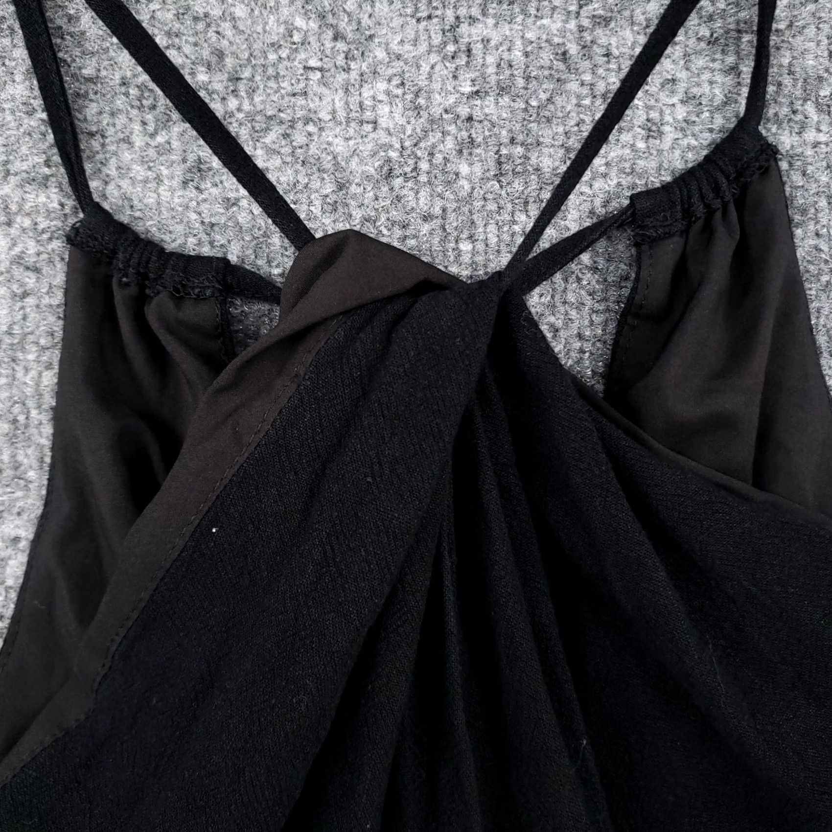 Shein Shein Jumpsuit Womens Black Size 6 One-Piece Wide-Leg Cut-Out Strap Linen Blend Size 28" / US 6 / IT 42 - 3 Thumbnail