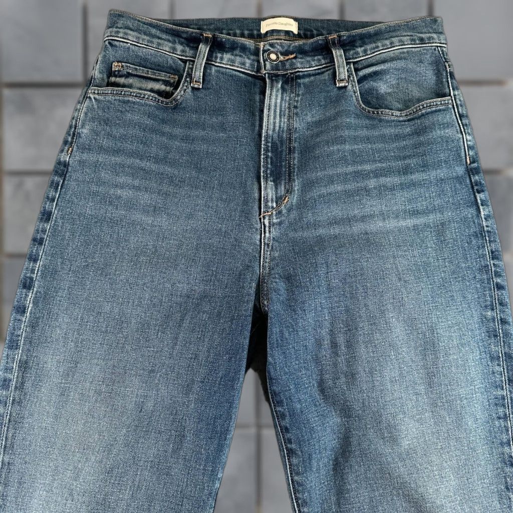 Favorite Daughter Jeans Womens 30 Valentina Tower Super High Rise Cigarette 34 Blue Slim Stretch Raw Hem Slit Vintage No N/A