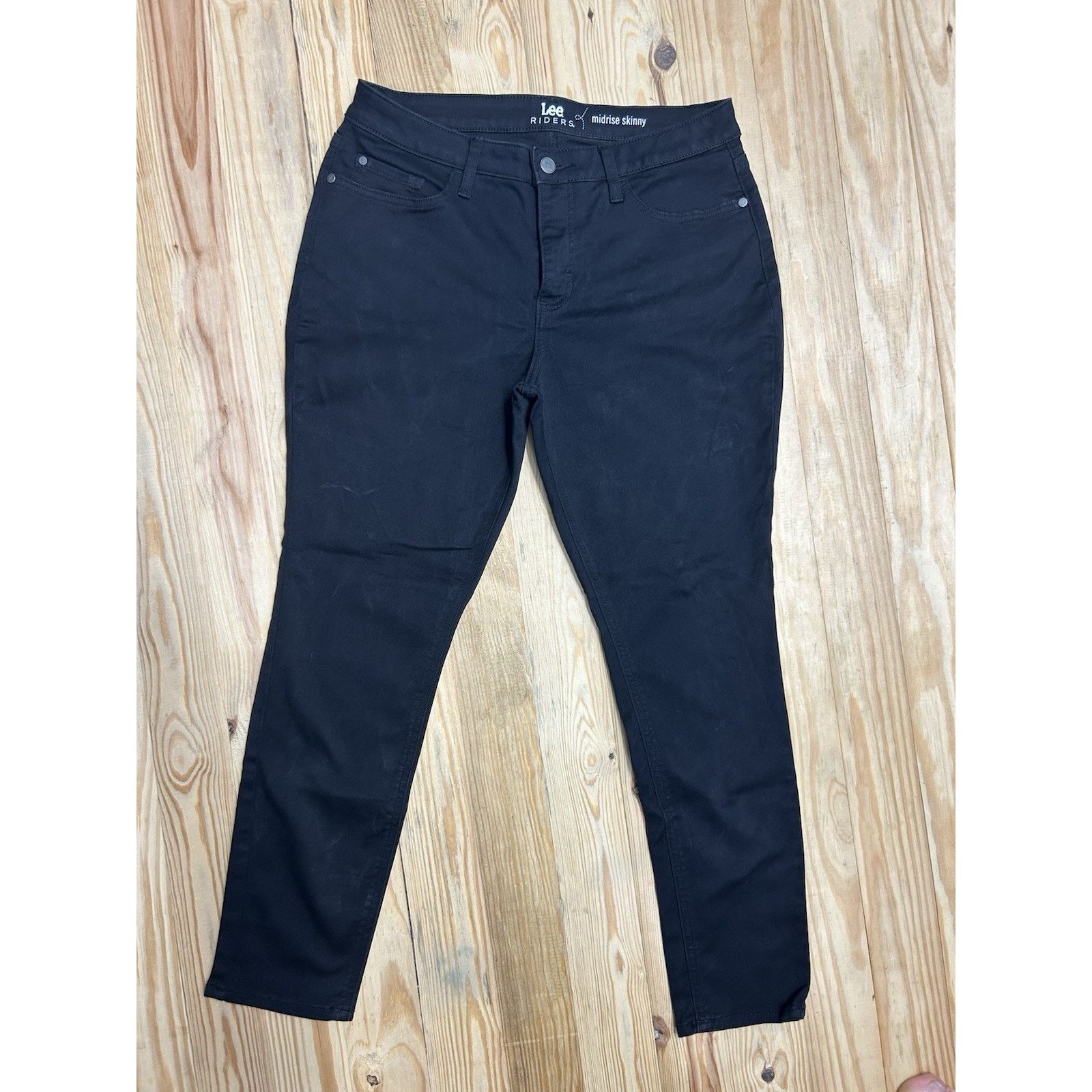 Lee Lee Midrise Skinny Jeans Women 12 M Black Cotton Blend Pants Size 34" / US 12 / IT 48 - 1 Thumbnail
