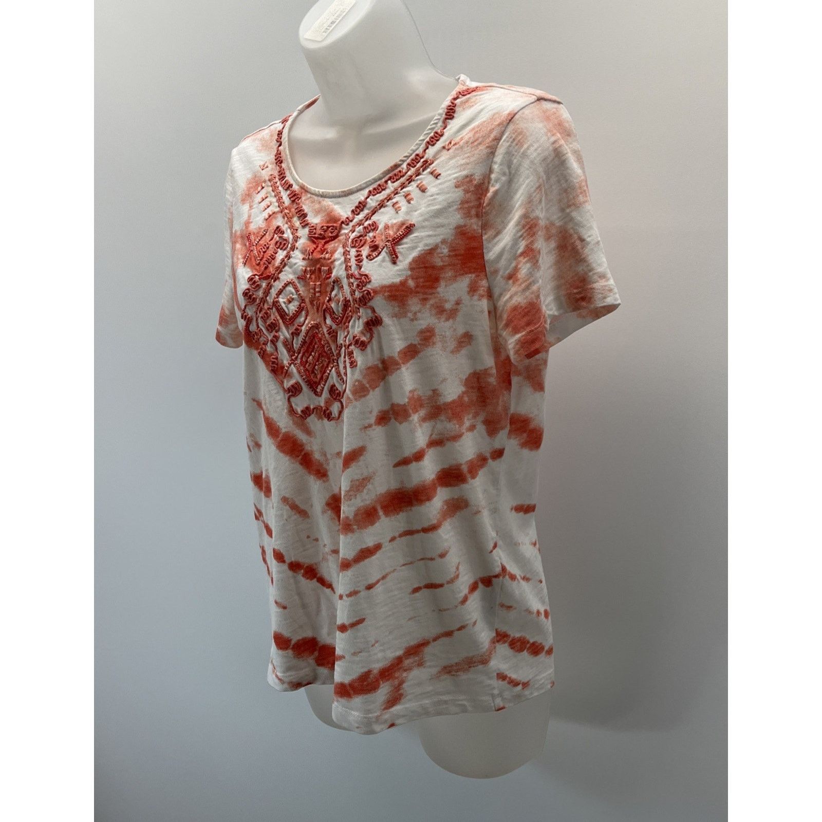 Chicos Chicos womens Top Size 0 Small Peach print T-shirt Size S / US 4 / IT 40 - 2 Thumbnail