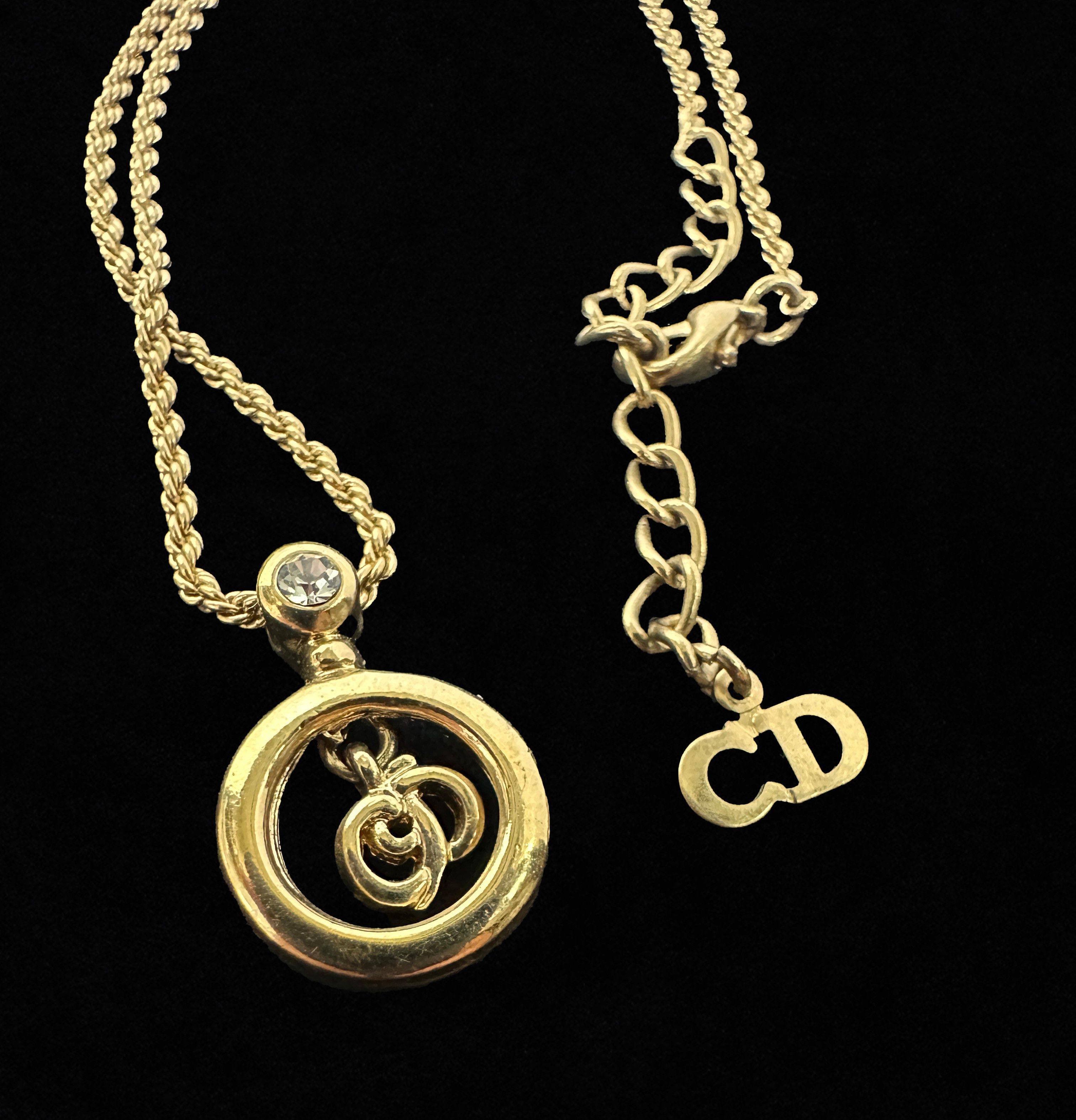 Dior Vintage Christian Dior CD Logo Crystal Accent Gold Necklace Size ONE SIZE - 7 Thumbnail
