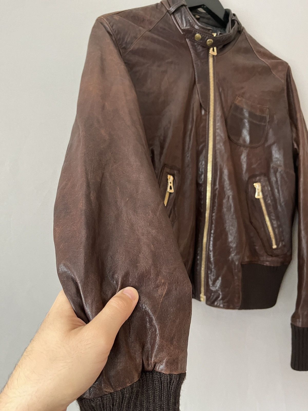 Hugo Boss Hugo Boss Real Leather Brown Bomber Jacket Detachable Pouch Size L / US 10 / IT 46 - 10 Thumbnail