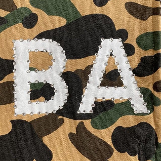 Bape BAPE LOGO RHINESTONE RELAXED FIT FULL ZIP HOODIE 1st Camo Size US L / EU 52-54 / 3 - 3 Thumbnail