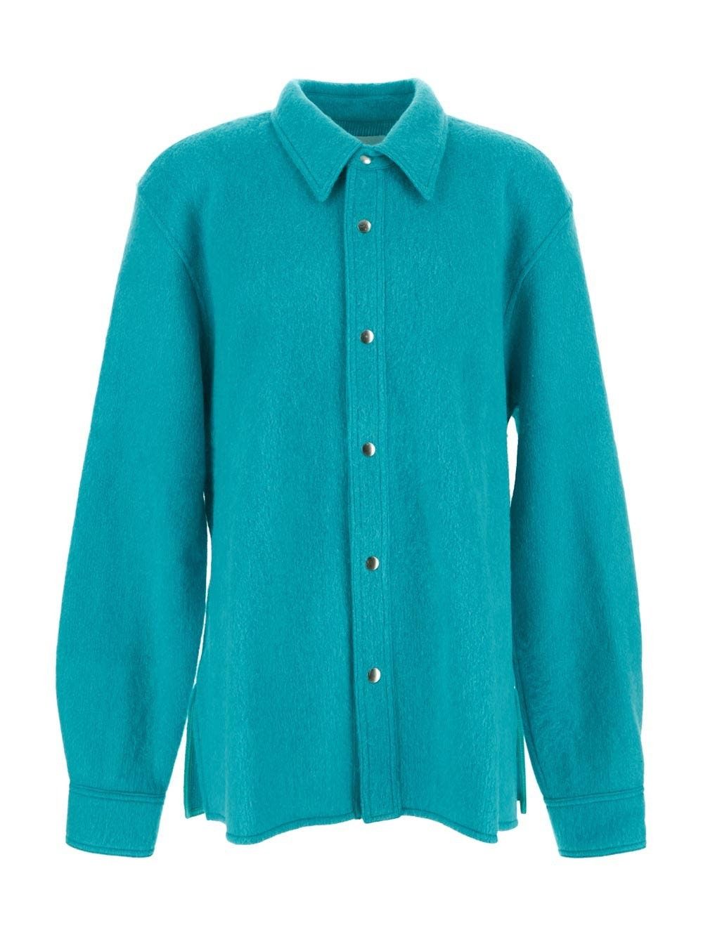 o1y1124 Long Sleeves Oversize Shirt in Turquoise