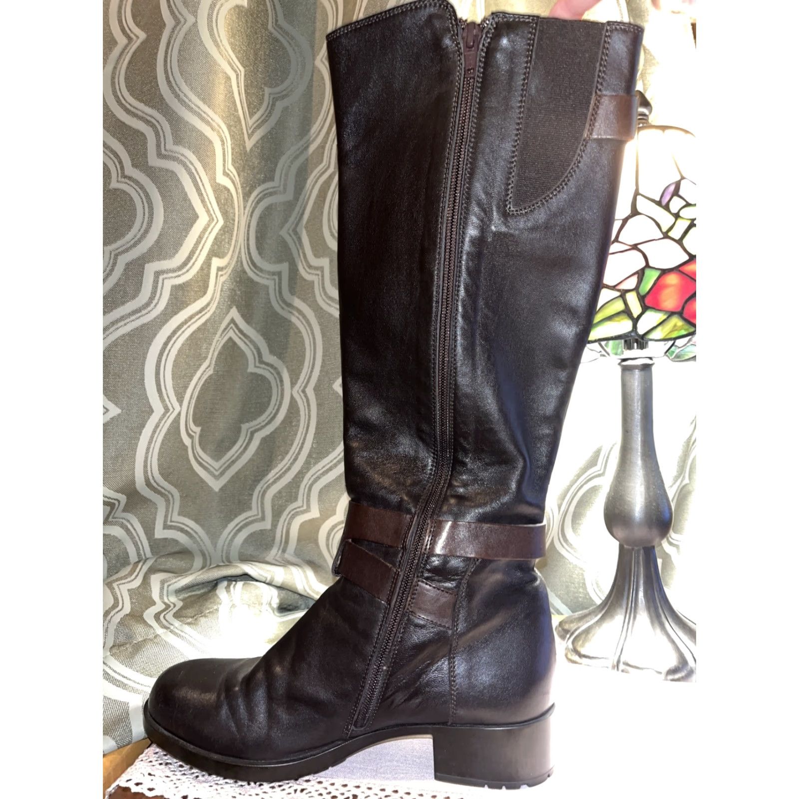 AGL AGL Women's Brown Leather Knee High Boots Size 8 US Buckle Zipper Casual Size US 8 / IT 38 - 5 Thumbnail
