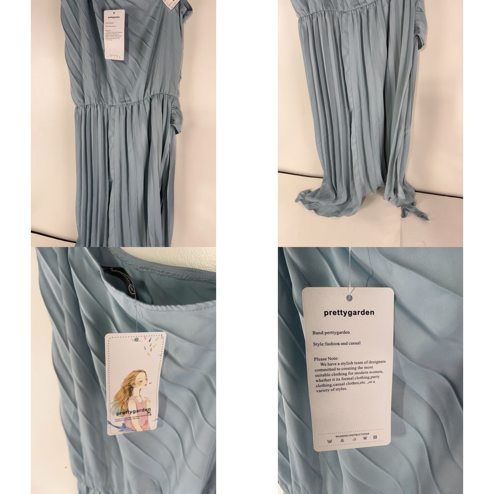 Vintage Pretty Garden Blue One Shoulder Pleated Formal Dress Womens Size M New Size M / US 6-8 / IT 42-44 - 8 Thumbnail