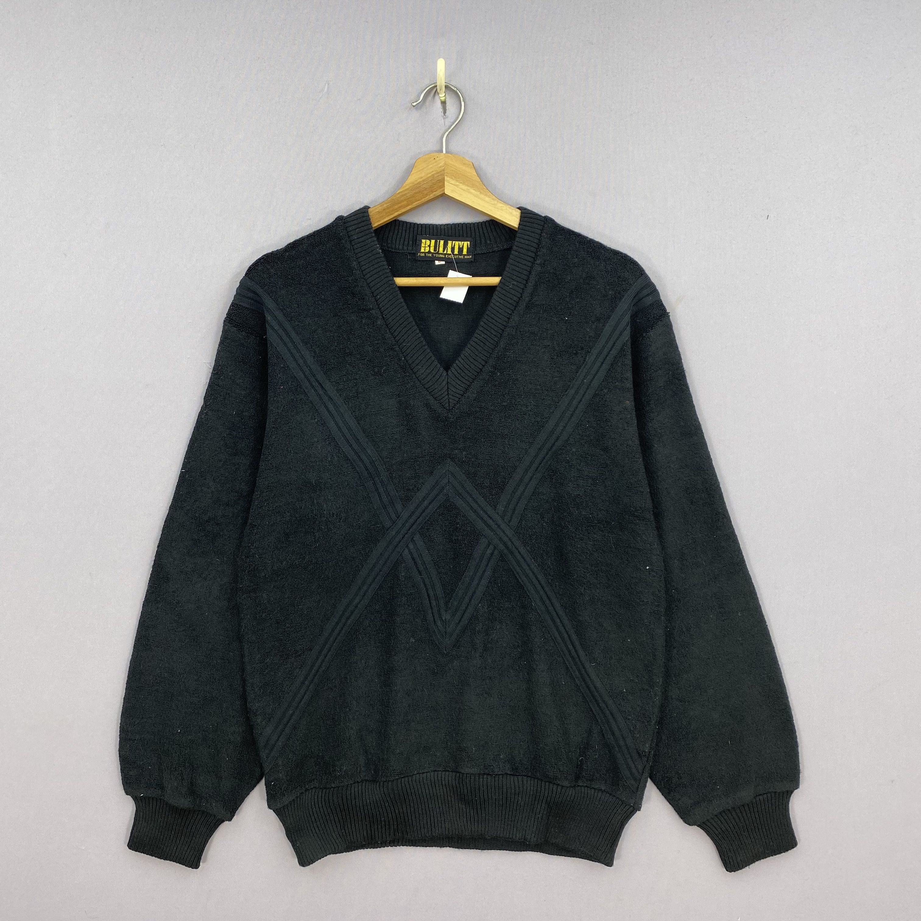 Japanese Brand Vintage Bulitt V-Neck Knit Sweatshirt Pullover Wool Jumper Size US S / EU 44-46 / 1 - 2 Thumbnail