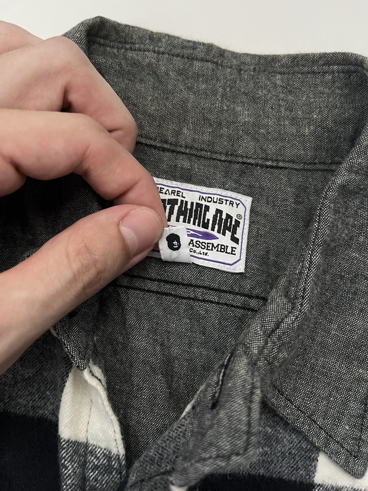 BAPE BAPEAREL INDUSTRY CHECK BUTTON UP LONGSLEEVE SHIRT