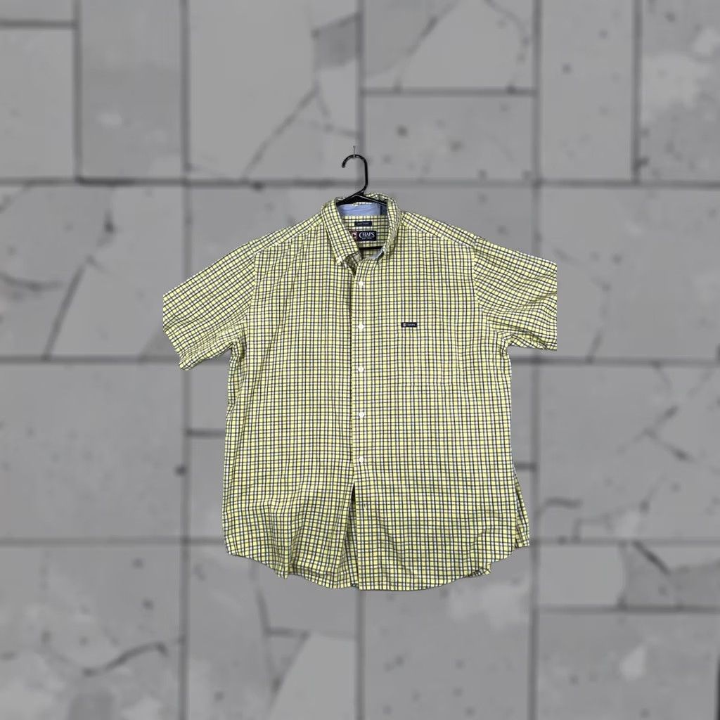 Chaps Chaps Shirt Mens XL Yellow Brown Plaid Button Down Short Sleeve Easy Care Logo Size US XL / EU 56 / 4 - 1 Thumbnail