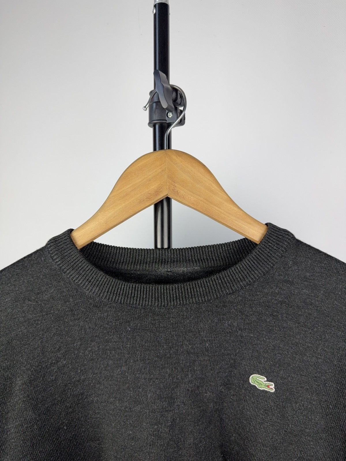 Lacoste × Vintage Vintage 90s Lacoste Wool Sweater Dark Gray Minimalist Logo Size US S / EU 44-46 / 1 - 3 Thumbnail