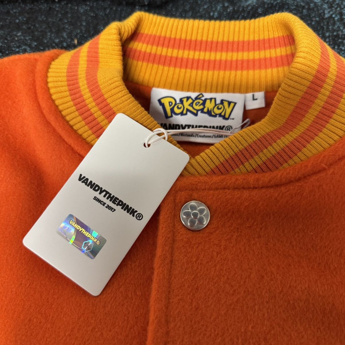 Pokemon × Vandy The Pink VANDY THE PINK X POKÉMON CHARIZARD VARSITY JACKET ORANGE Size US L / EU 52-54 / 3 - 6 Thumbnail
