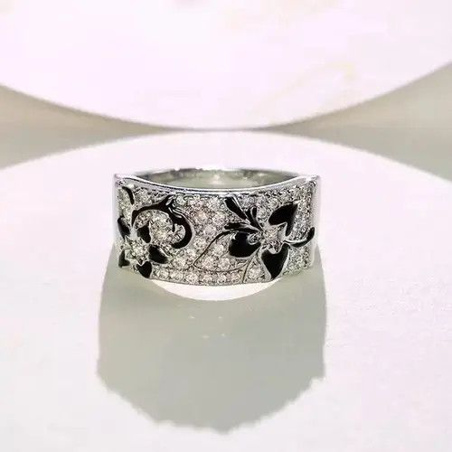 Japanese Brand × Jewelry Black Flower Pattern Finger-ring Size ONE SIZE - 3 Thumbnail