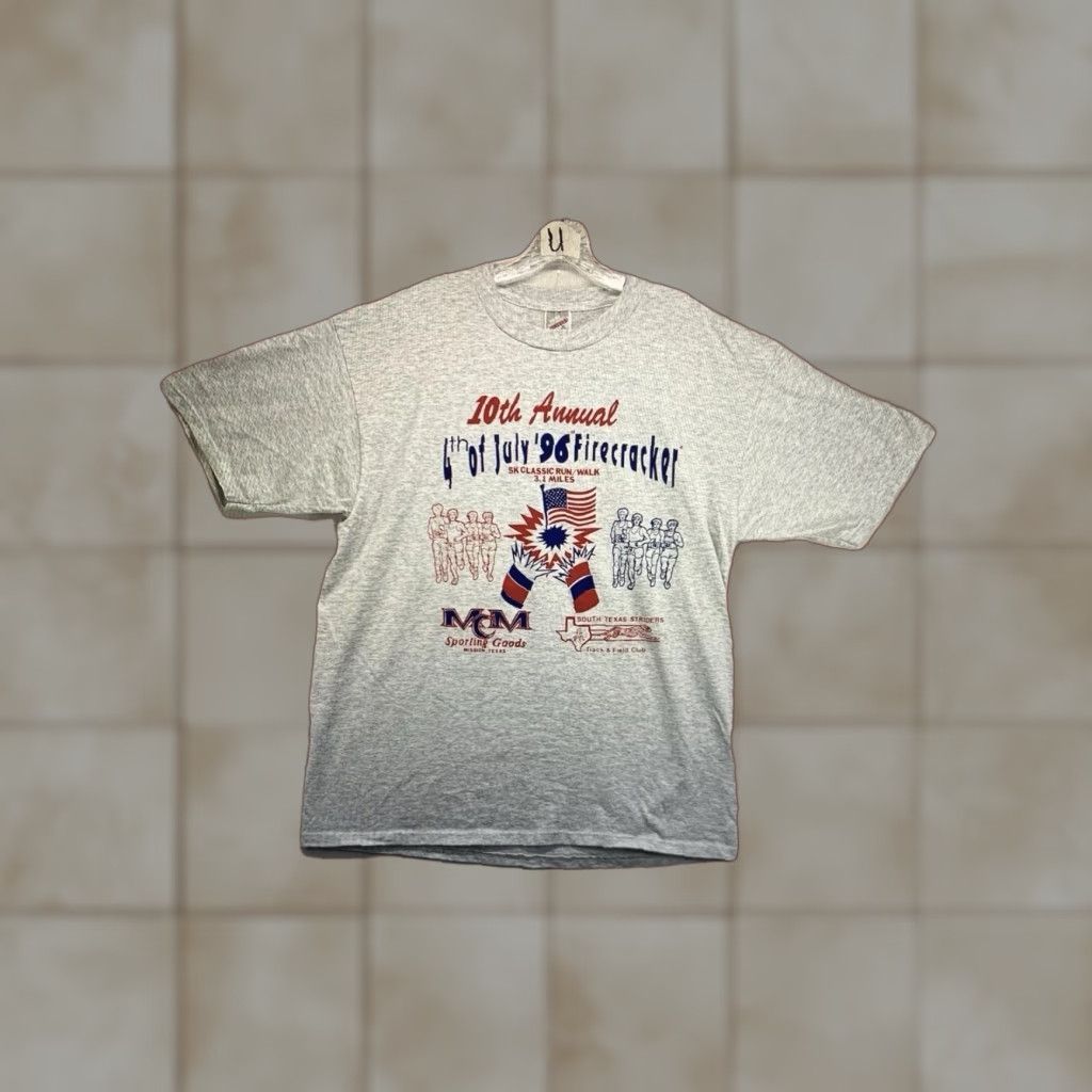Jerzees Vintage JERZEES 4th of July T-Shirt XL Men Patriotic USA Runners 1996 Firecracker Classic Size US XL / EU 56 / 4 - 1 Thumbnail