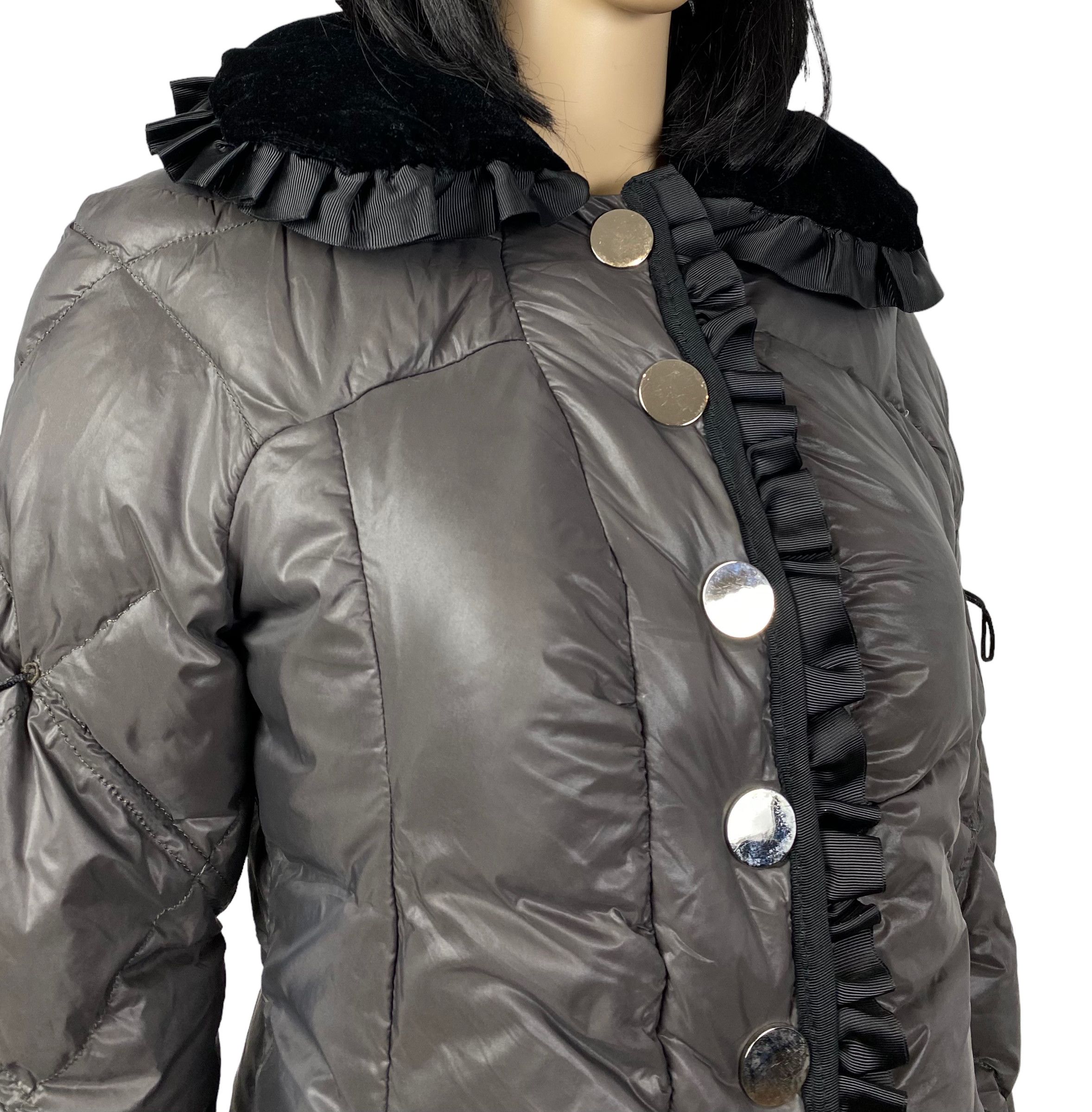 Designer Guxy Qulted Collared Ribbed Down Jacket womens size XS Size XS / US 0-2 / IT 36-38 - 8 Thumbnail