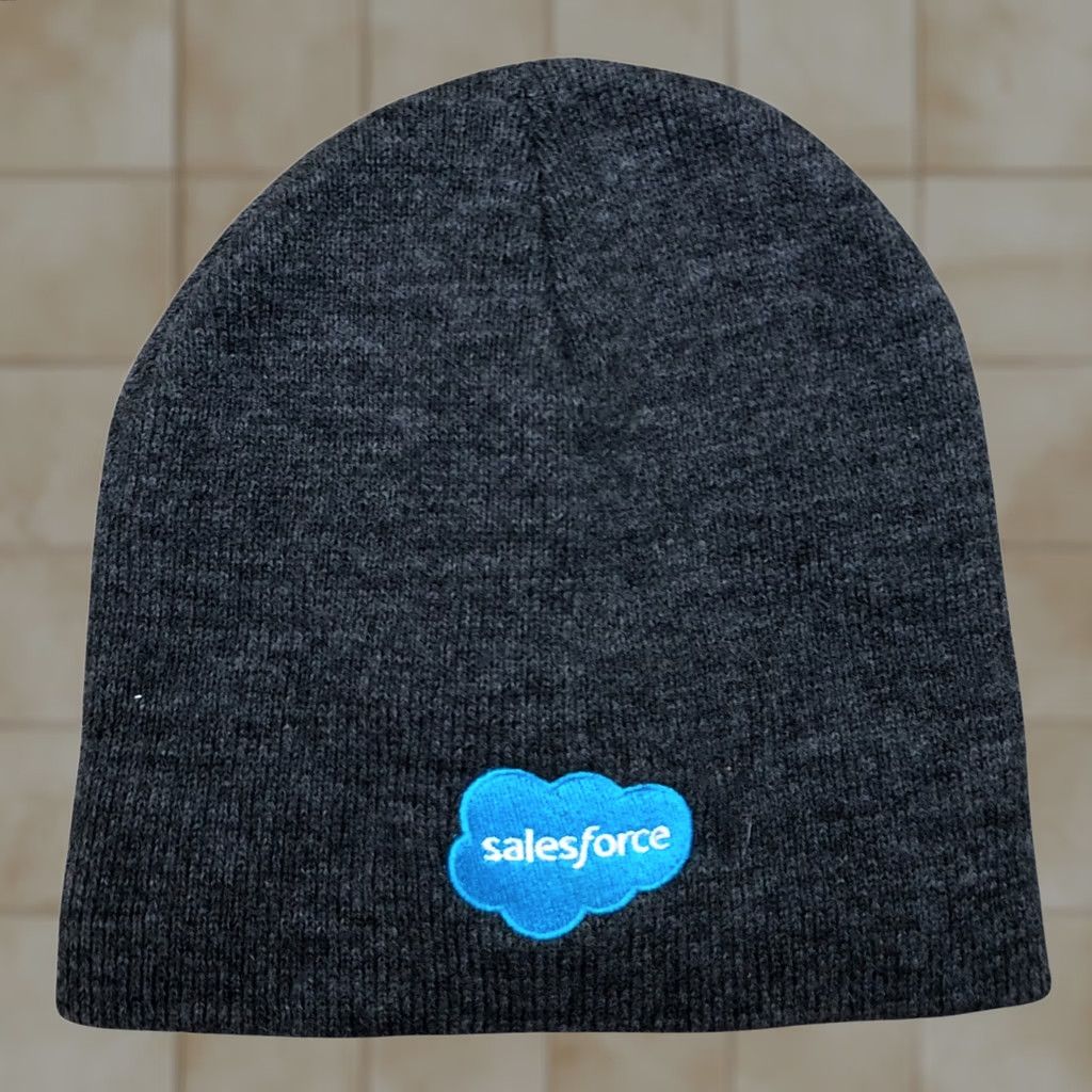 Vintage SALESFORCE Beanie Hat One Size Grey Company Employee Cap Unisex Size ONE SIZE - 1 Thumbnail