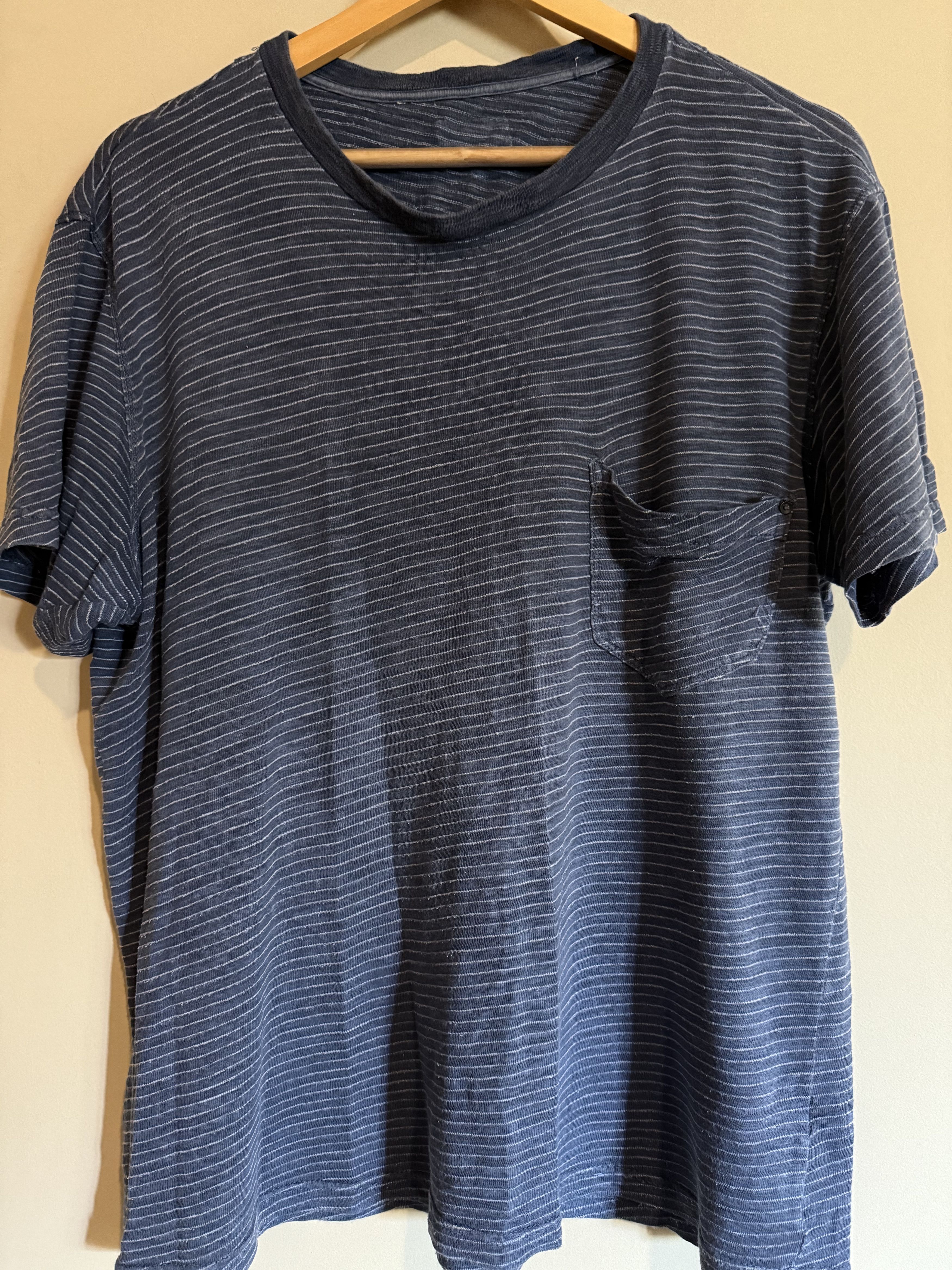 Other Blue Striped Pocket T-Shirt, Lightweight, Men's Large Size US L / EU 52-54 / 3 - 1 Thumbnail