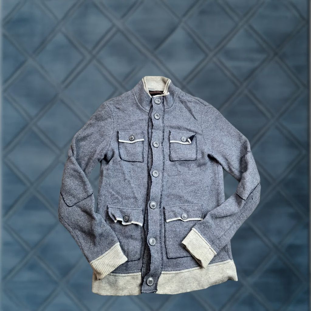 Vintage Emozioni Uomo Sweater Jacket Mens Small Blue Button Up Military Style Italy (Knitted Knit) Pants? Size US S / EU 44-46 / 1 - 1 Thumbnail