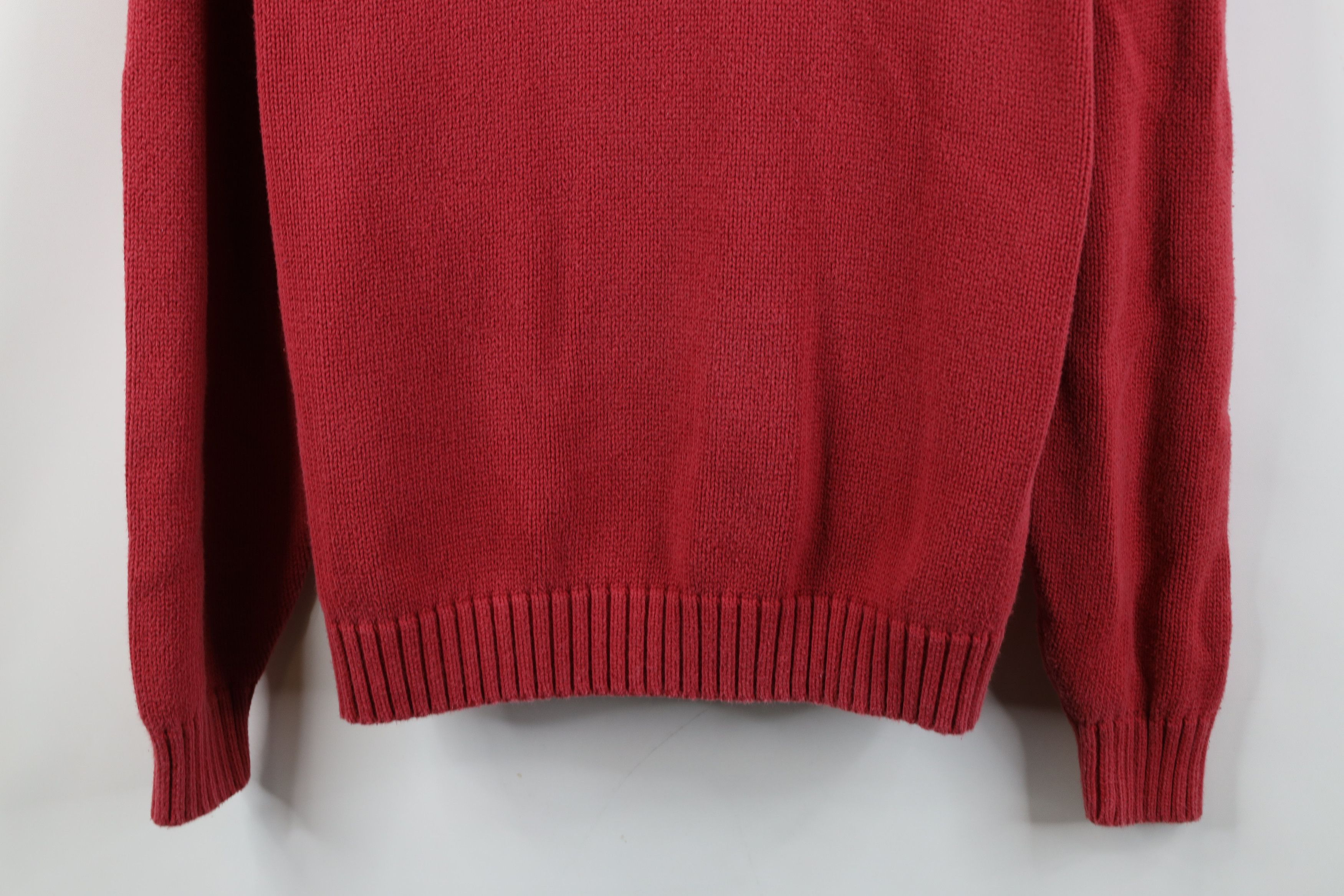 Lands' End Vintage 90s Lands End Cotton Ribbed Knit Sweater Red Japan Size XL / US 12-14 / IT 48-50 - 3 Thumbnail