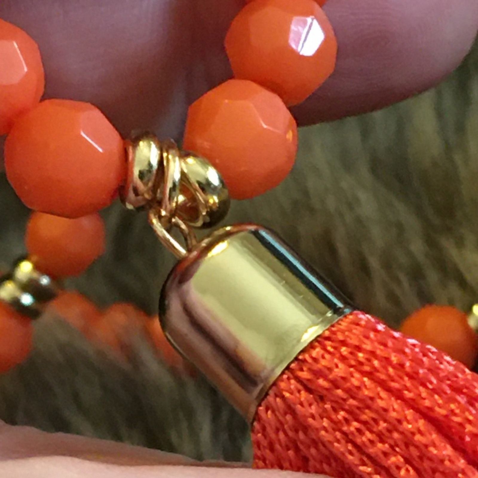 Jewelry Coral bead tassel gold accent chain long necklace Size ONE SIZE - 6 Thumbnail