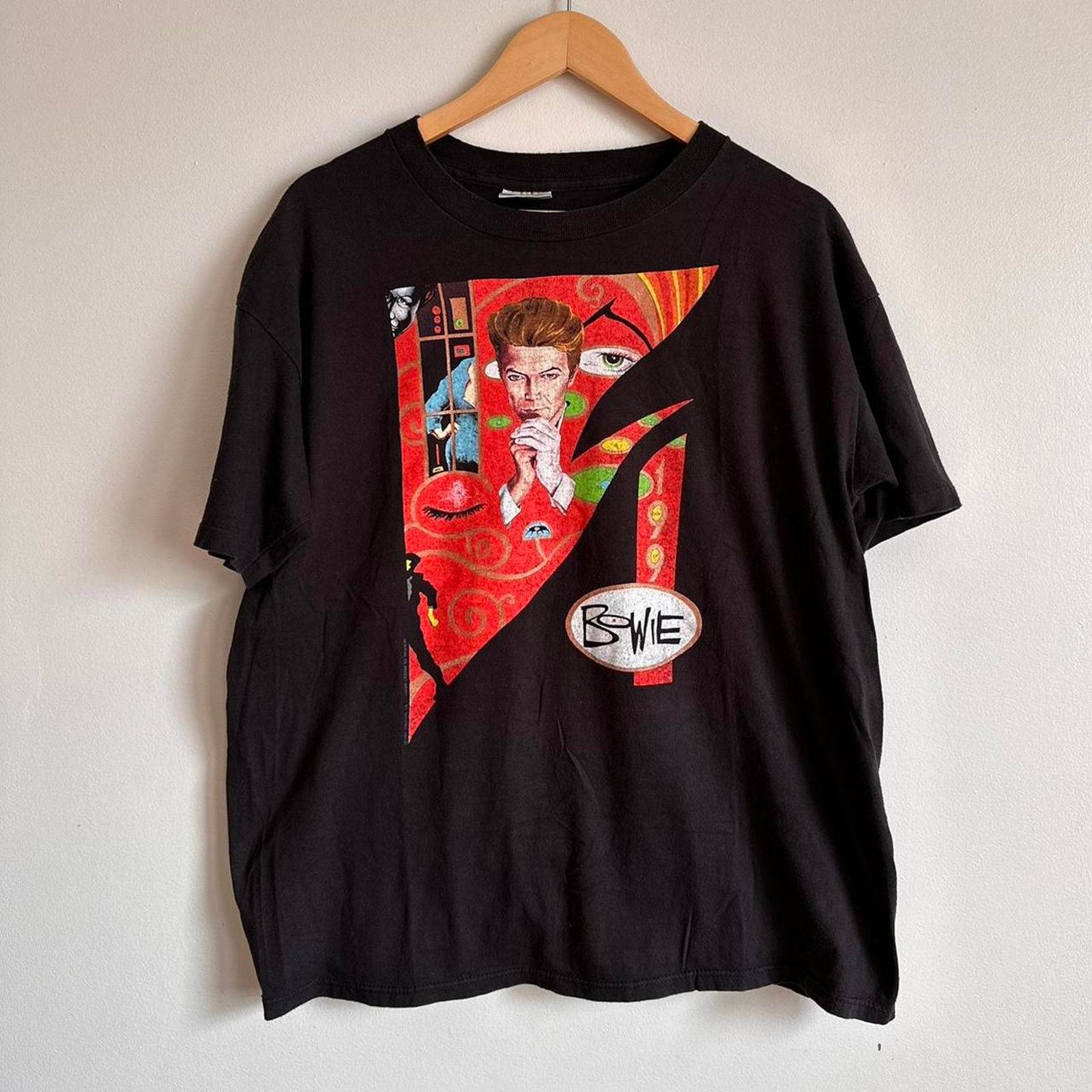 image of Band Tees x Rap Tees Vintage 1990 David Bowie Shirt in Black, Men's (Size XL)