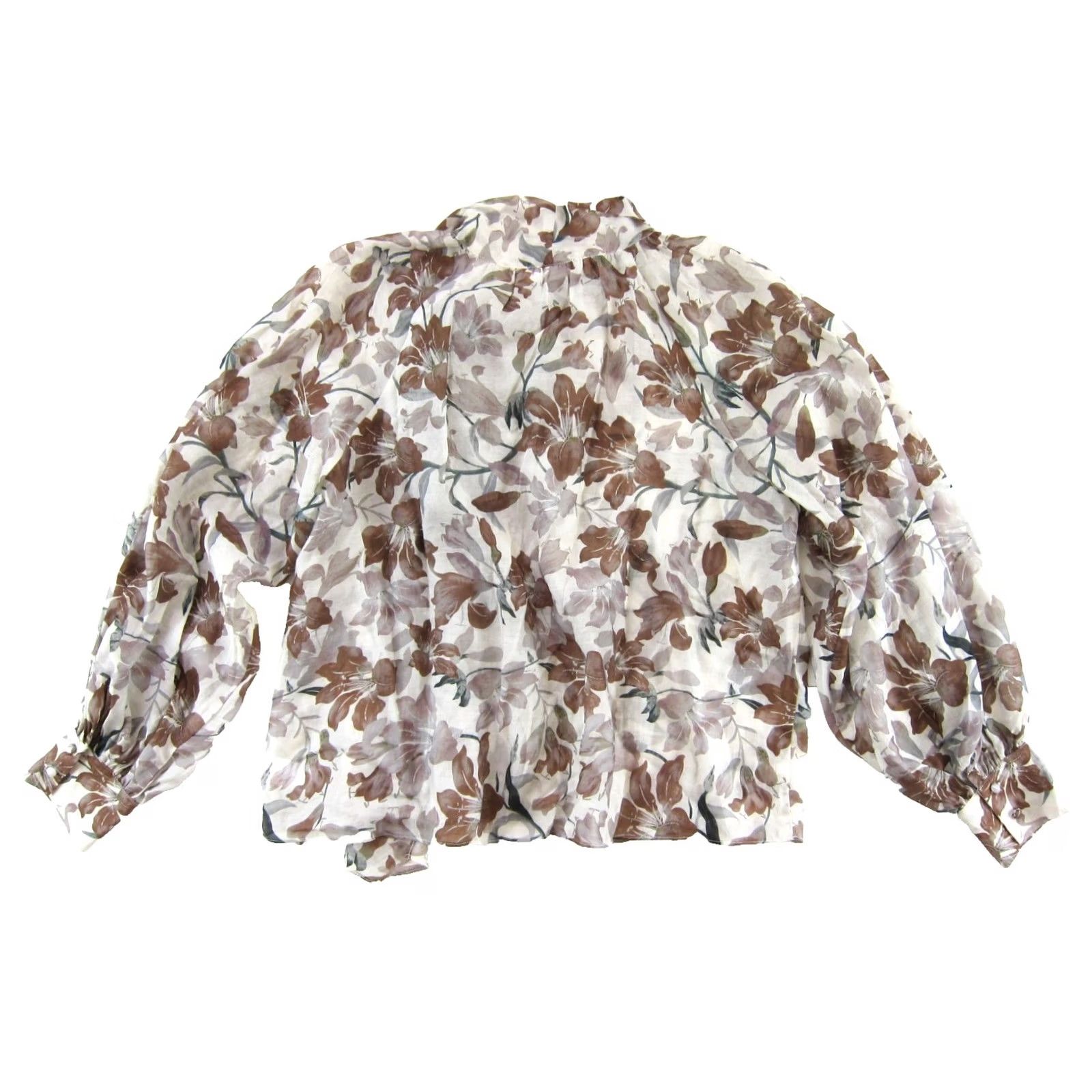 Vintage ASTR The Label Blouse Long Sleeve High Neck Floral Brown L Womens Size L / US 10 / IT 46 - 2 Thumbnail