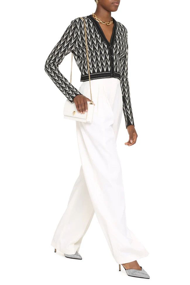 Alexander McQueen o1y0325 Cardigan in Black & Ivory Size M / US 6-8 / IT 42-44 - 3 Thumbnail