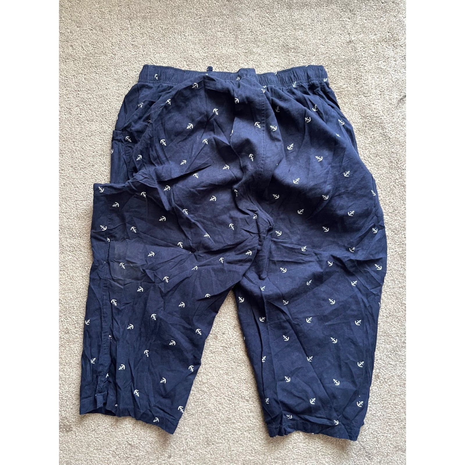 Gloria Vanderbilt Gloria Vanderbilt Capri Pants Navy Nautical Anchor Print Pockets Draw String Slim Straight Inseam 16 M Womens Regular Twill Cotton Capris Size 24" / US 00 / IT 34 - 2 Thumbnail