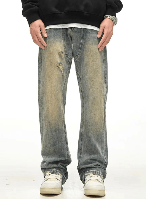 Japanese Brand × Jean American high street washed distressed straight ripped jeans Size US 32 / EU 48 - 1 Thumbnail