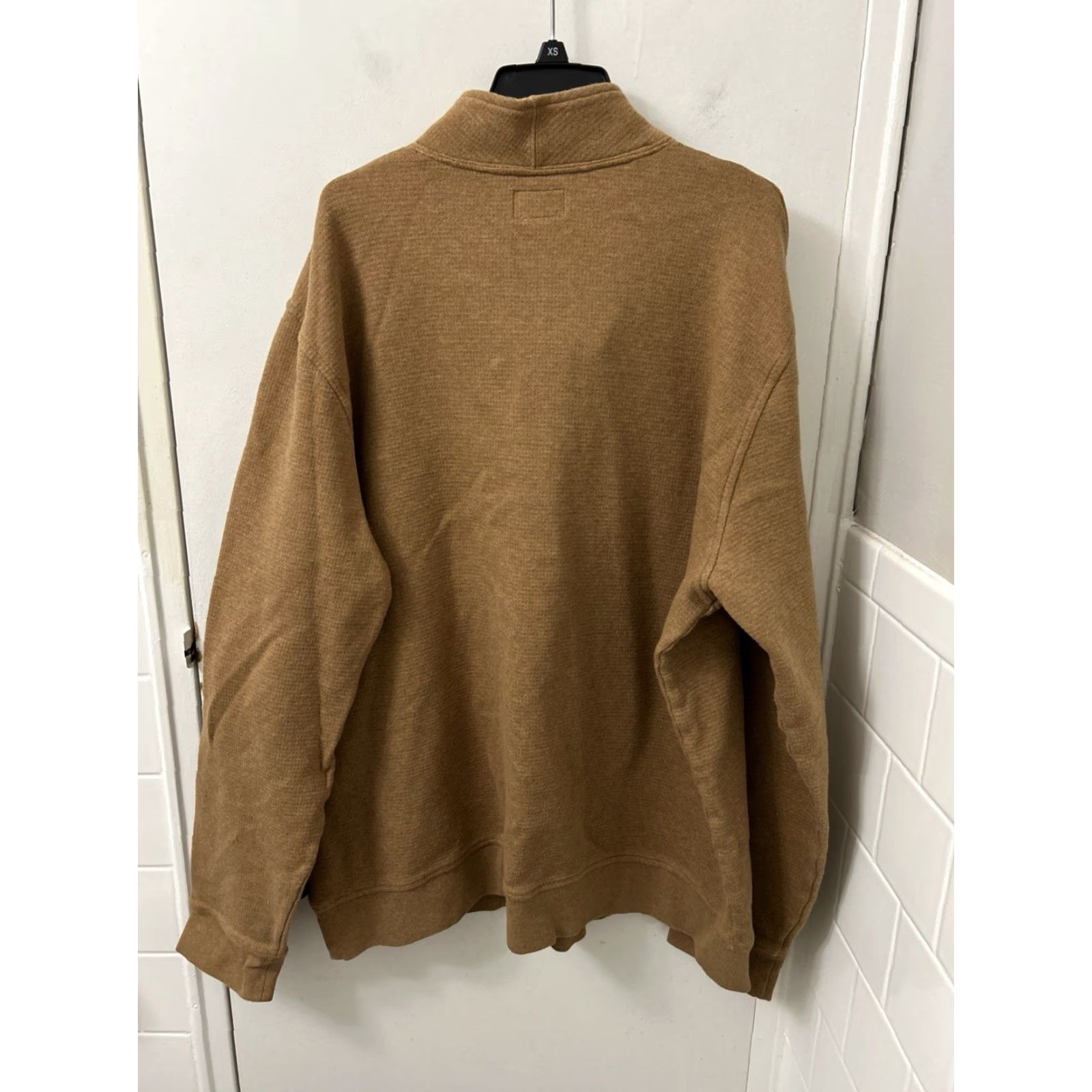 Vintage LL Bean 1/4 Zip Mens XL Brown Waffle-Knit Pullover Sweater L/S Mock Neck Zip 525689 Size US XL / EU 56 / 4 - 7 Thumbnail