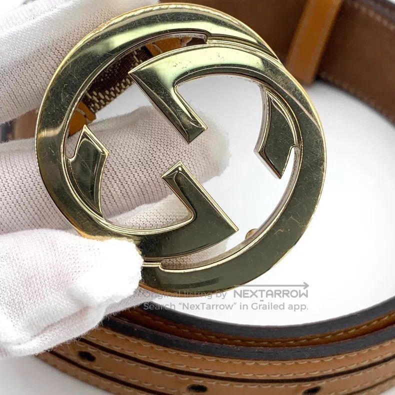 Gucci Gucci Brown logo jacquad full print double G smooth buckle Size ONE SIZE - 8 Thumbnail