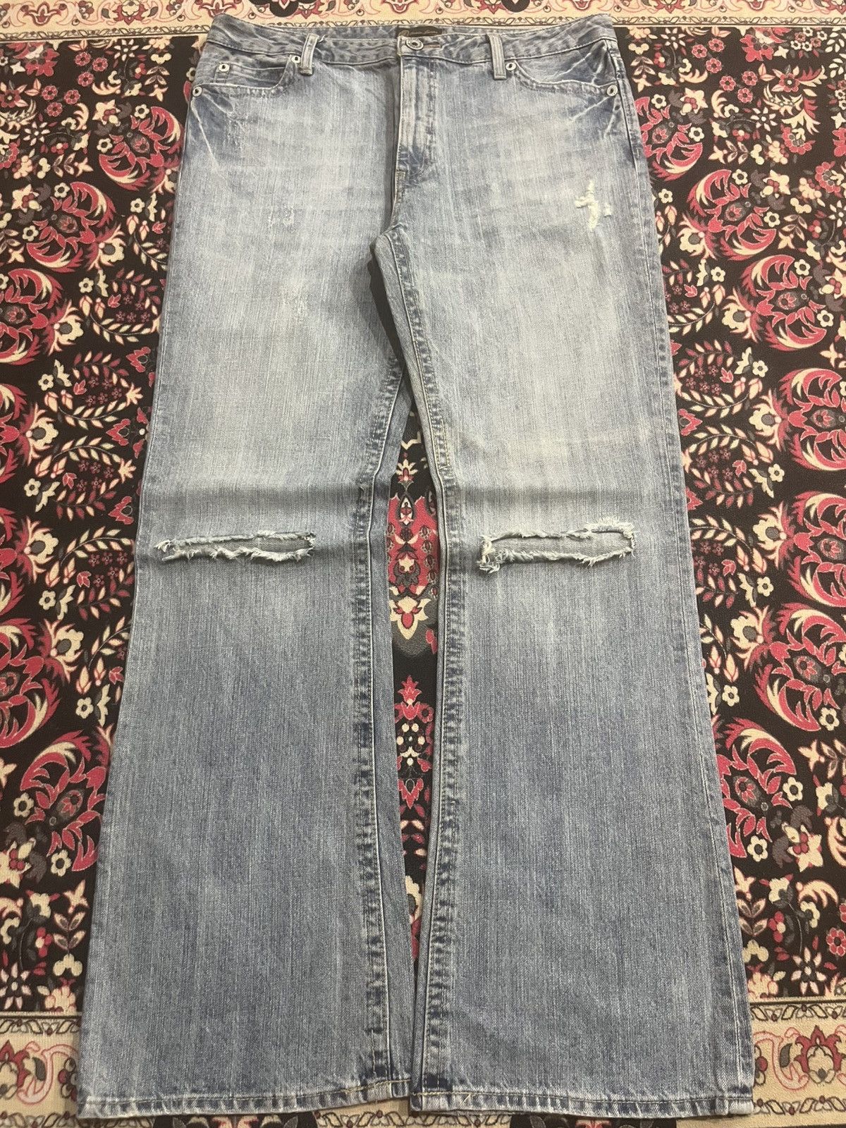 Japanese Brand Vintage Japanese Brand Oririn Blue Washed Ripped Flare Jeans Size US 34 / EU 50 - 1 Thumbnail