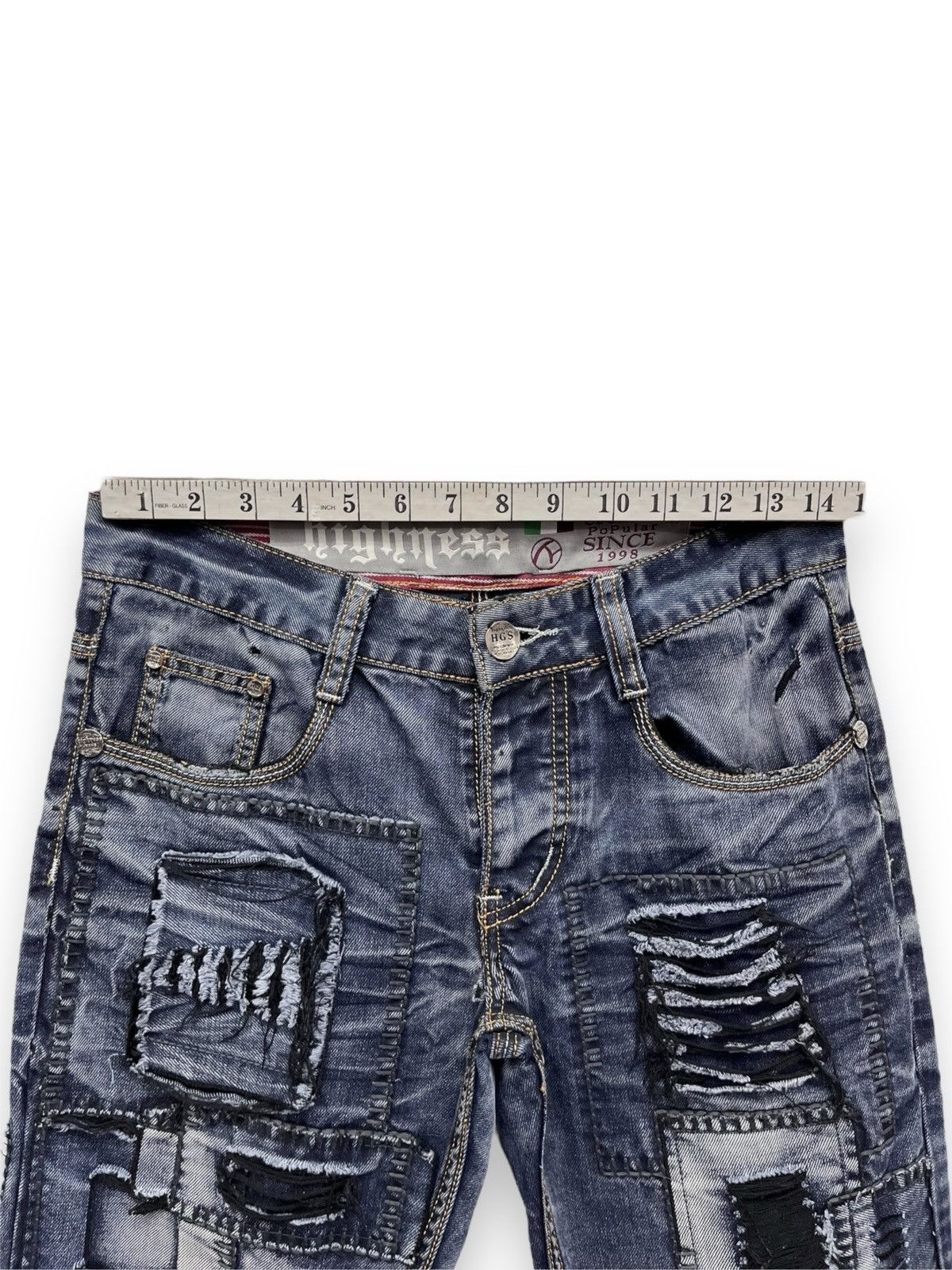 Other 🔥HIGHNESS Handmade Punk Grunge Boro Patchwork SlimFit Denim Size US 28 / EU 44 - 19 Thumbnail