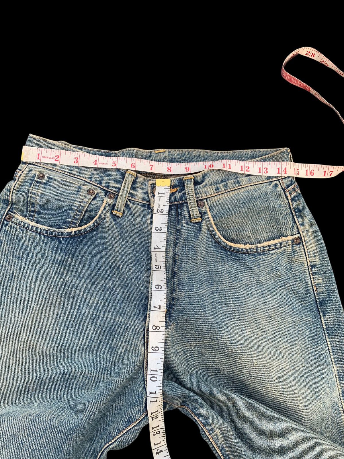 Kapital VINTAGE EDWIN 505 SELVEDGE BAGGY DISTRESSED JAPANESE DENIM Size US 29 - 17 Thumbnail