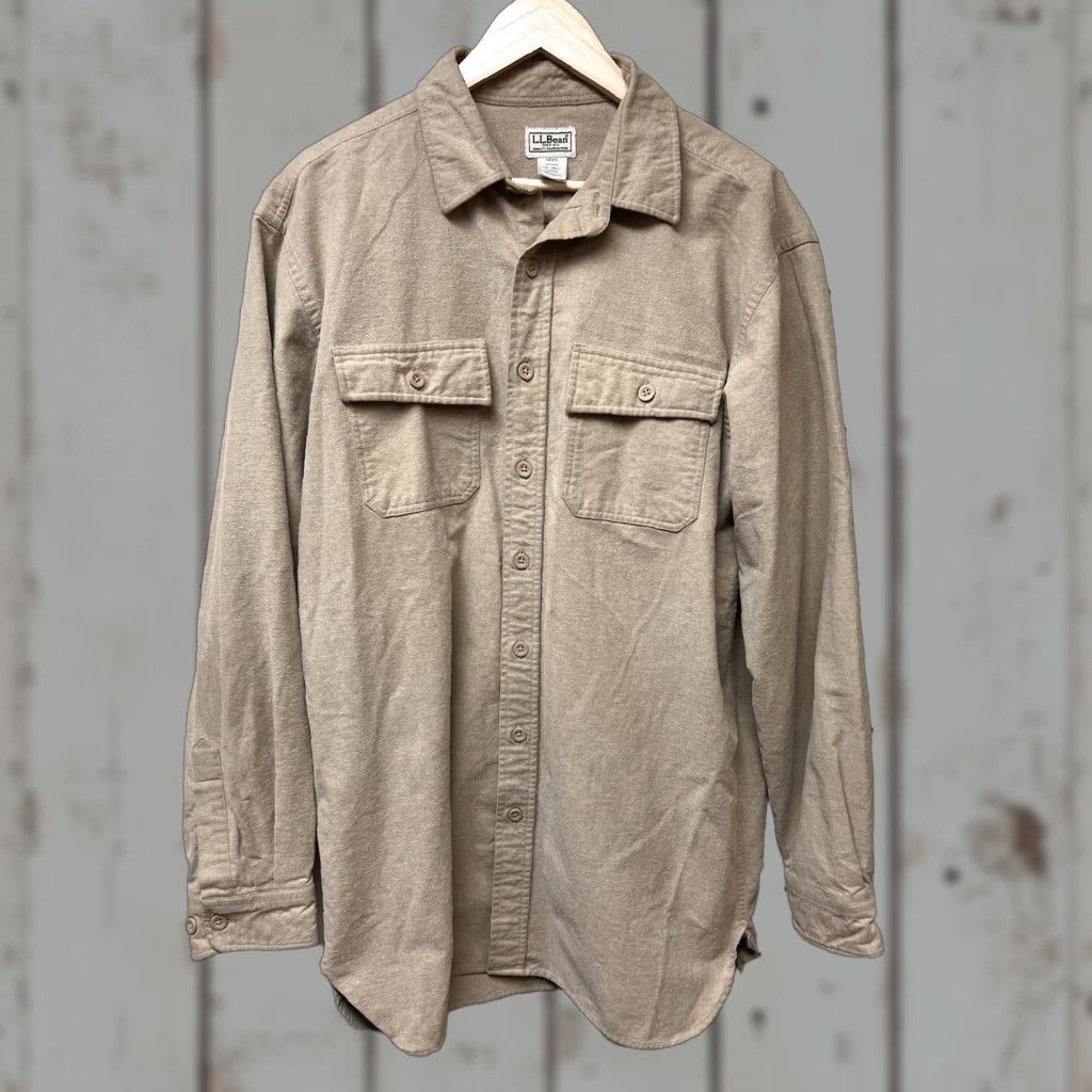 Vintage VINTAGE LL Bean Shirt Men LT Tall Beige Button-Up Canvas Hiking Pockets Outdoor Flannel Button-Up Collared Long Sleeve Casual Mens Size US L / EU 52-54 / 3 - 1 Thumbnail