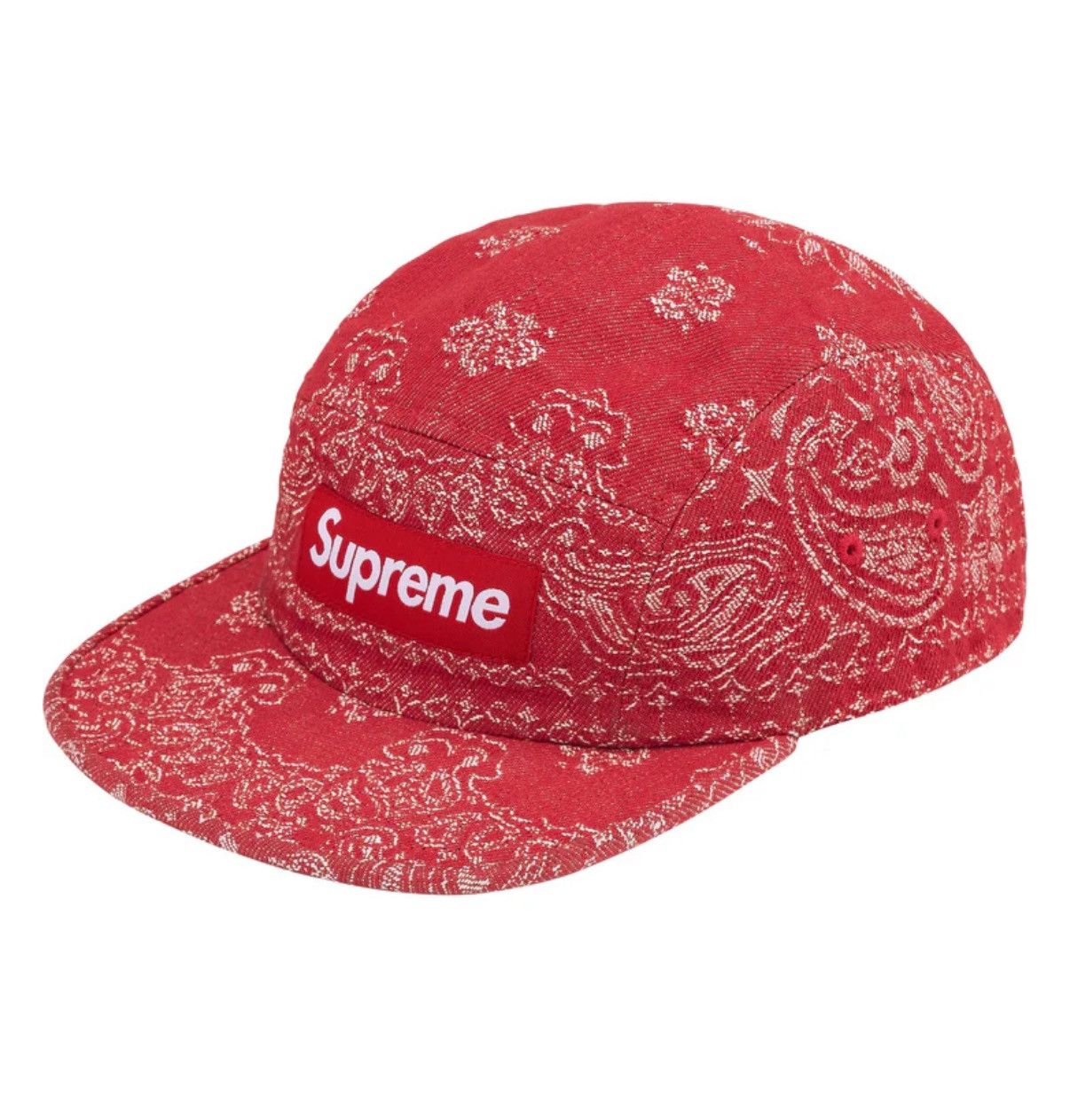 Supreme Bandana Jacquard Denim Camp Cap Red Size ONE SIZE - 1 Thumbnail